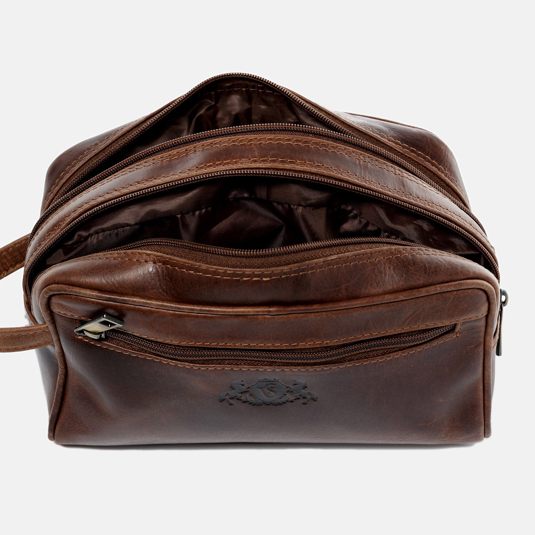 Wash bag GATWICK natural leather light brown