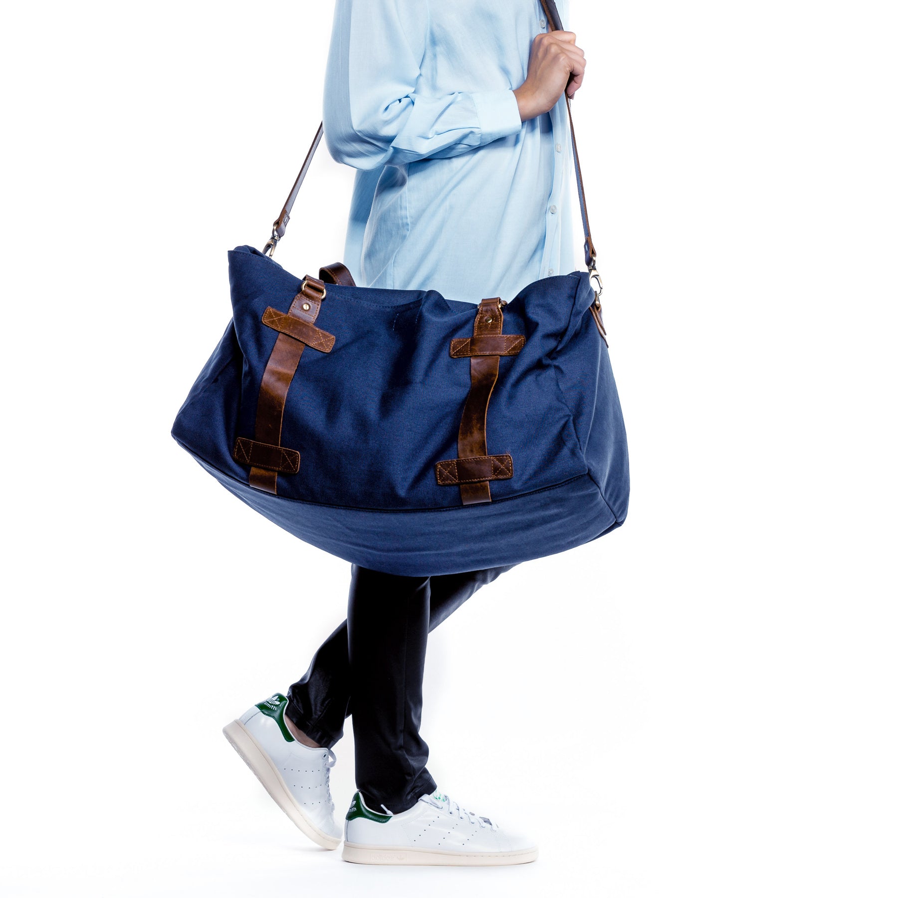 Weekender CHASE Canvas & Leder blau