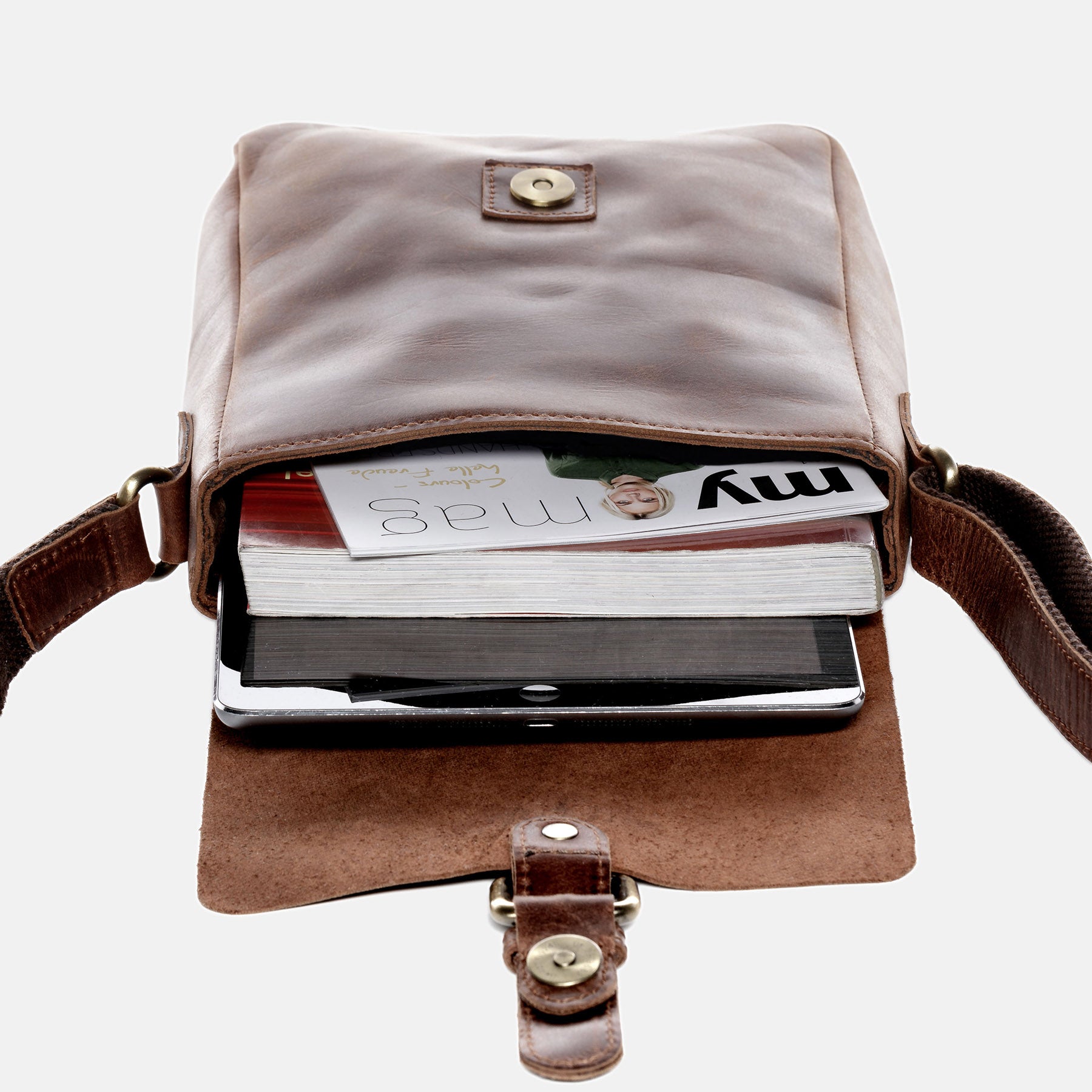 Schultertasche ORLANDO Natur-Leder braun