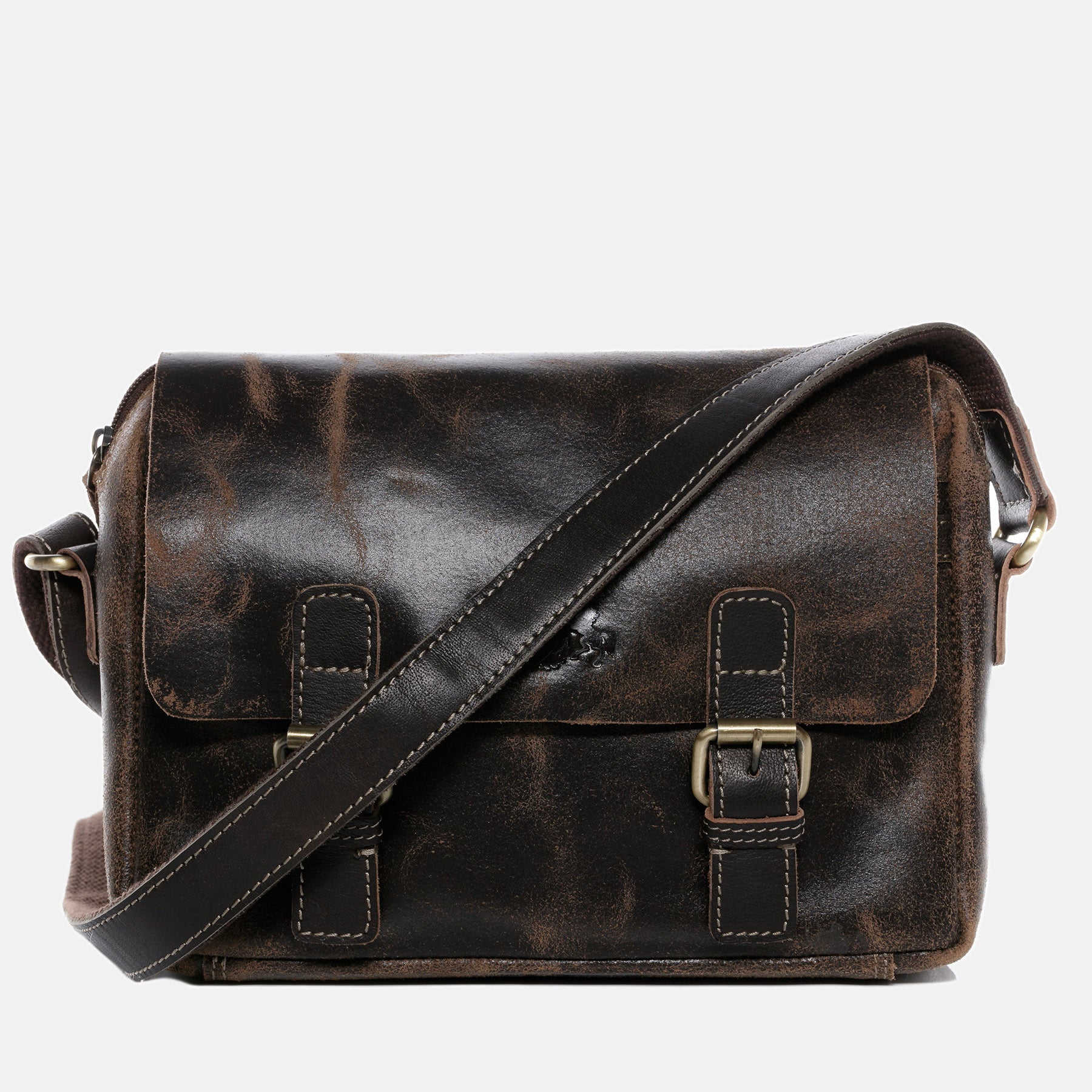 Messenger bag YALE Vintage-Leder Distressed-Braun