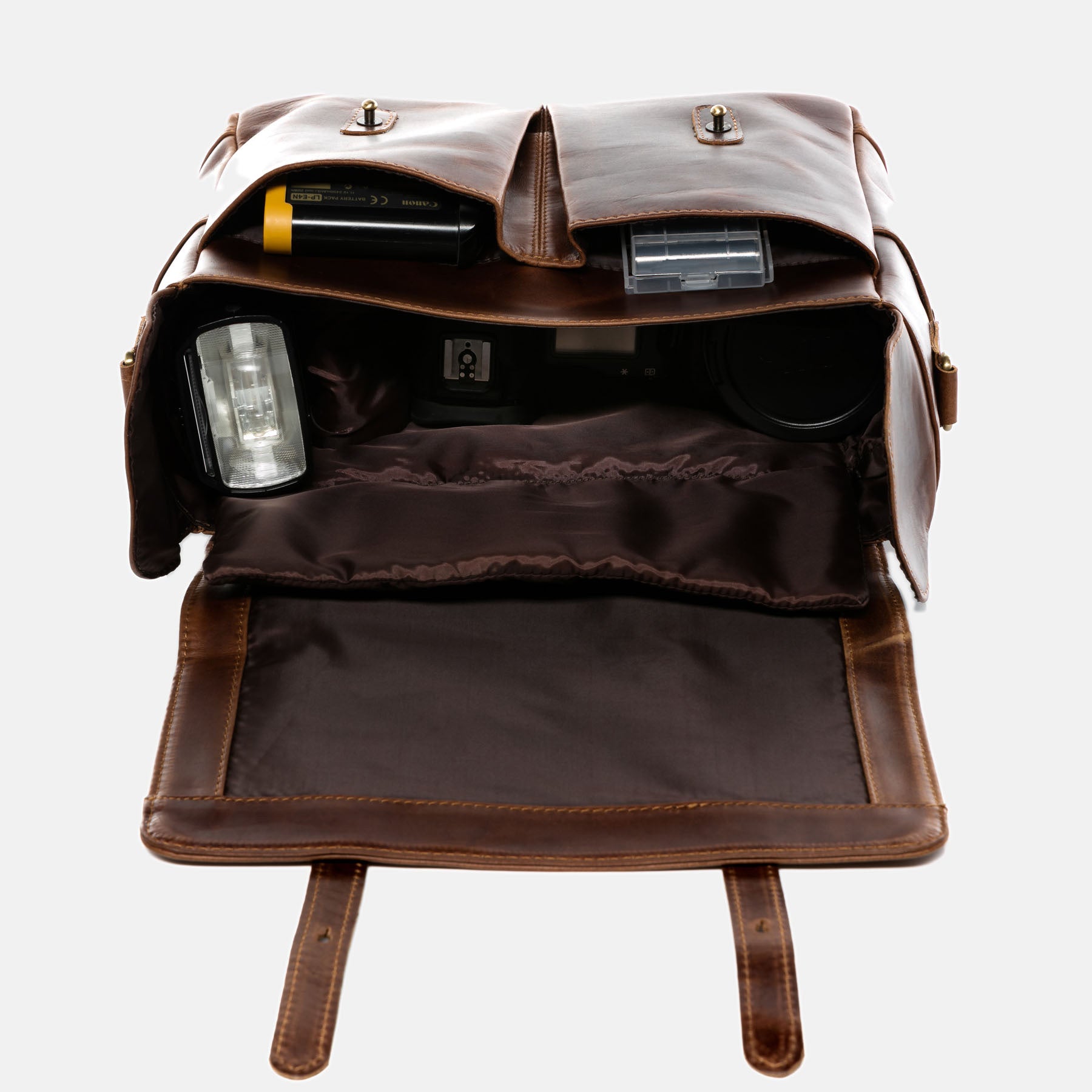 Kameratasche HEATHROW Naturleder braun-cognac