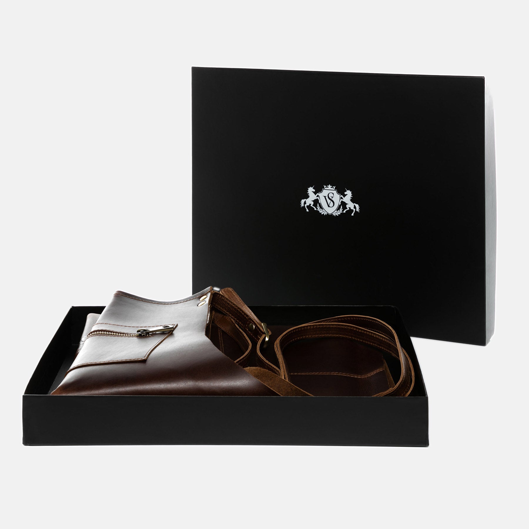 Leather apron HEATHROW natural leather brown-cognac