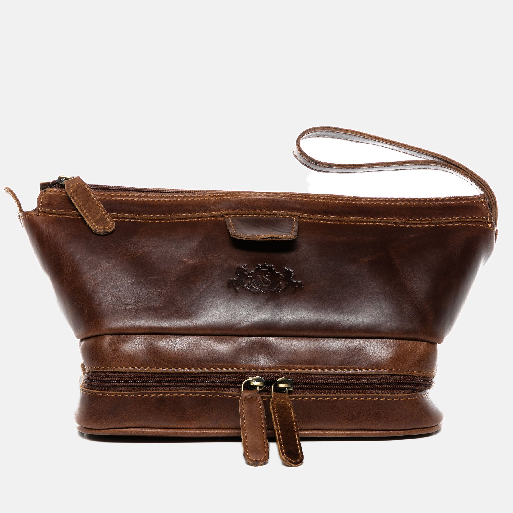 Kulturbeutel NOTTINGHAM Natur-Leder braun