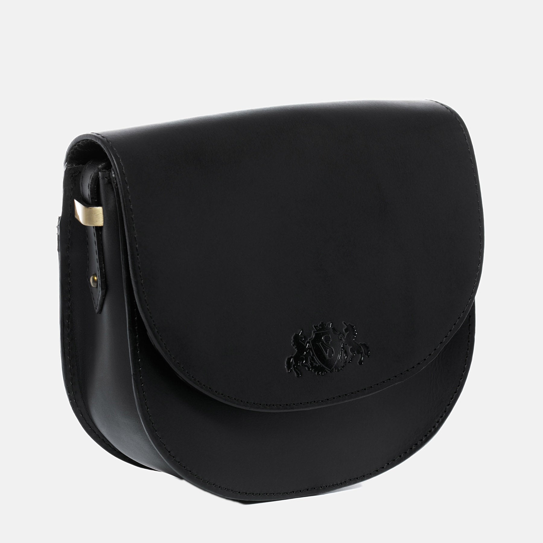 Schultertasche TRISH Sattelleder schwarz
