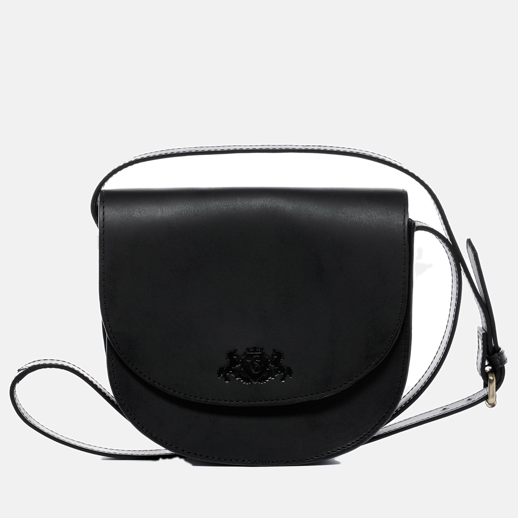 Schultertasche TRISH Sattelleder schwarz