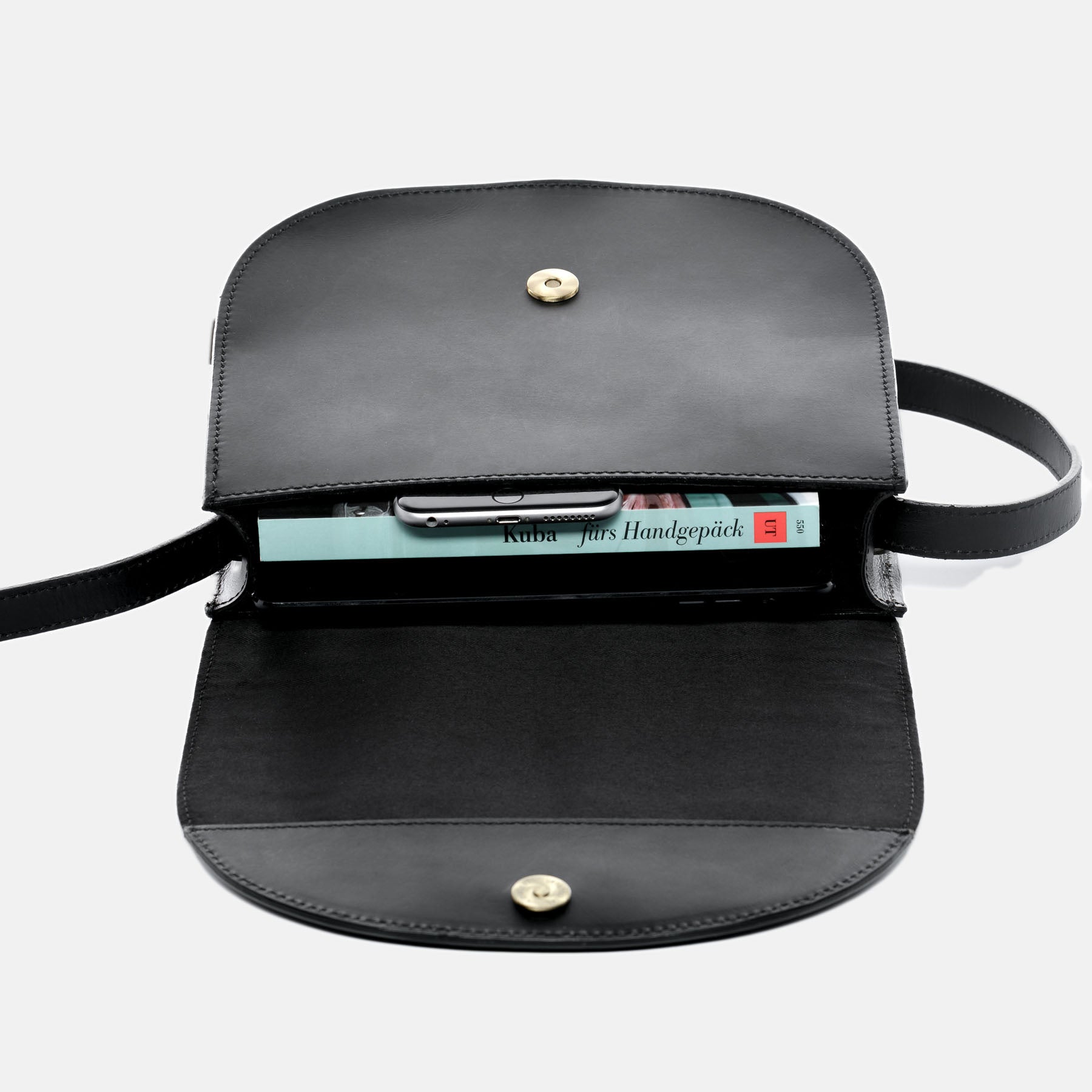 Schultertasche TRISH Sattelleder schwarz