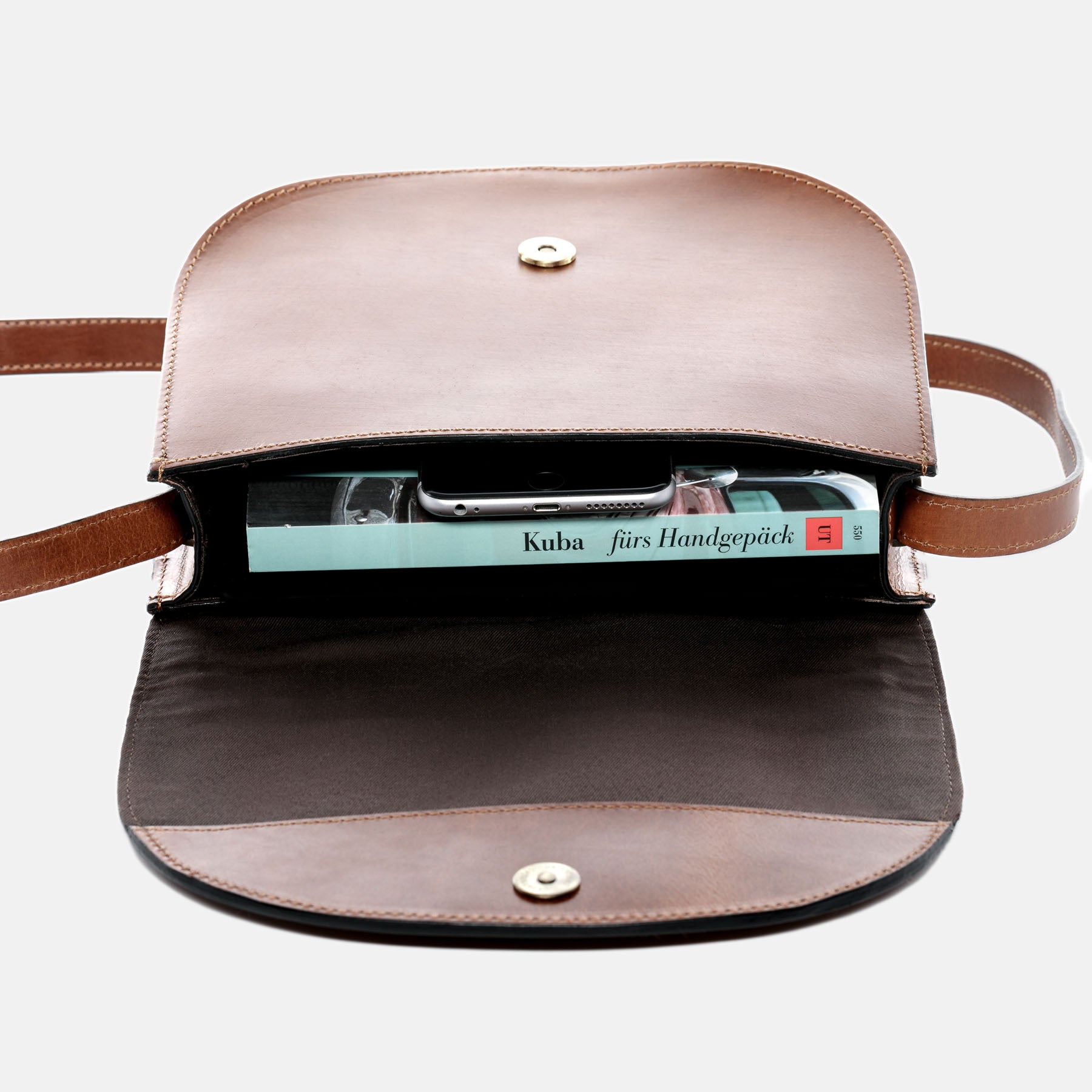 Schultertasche TRISH Sattelleder hellbraun-cognac