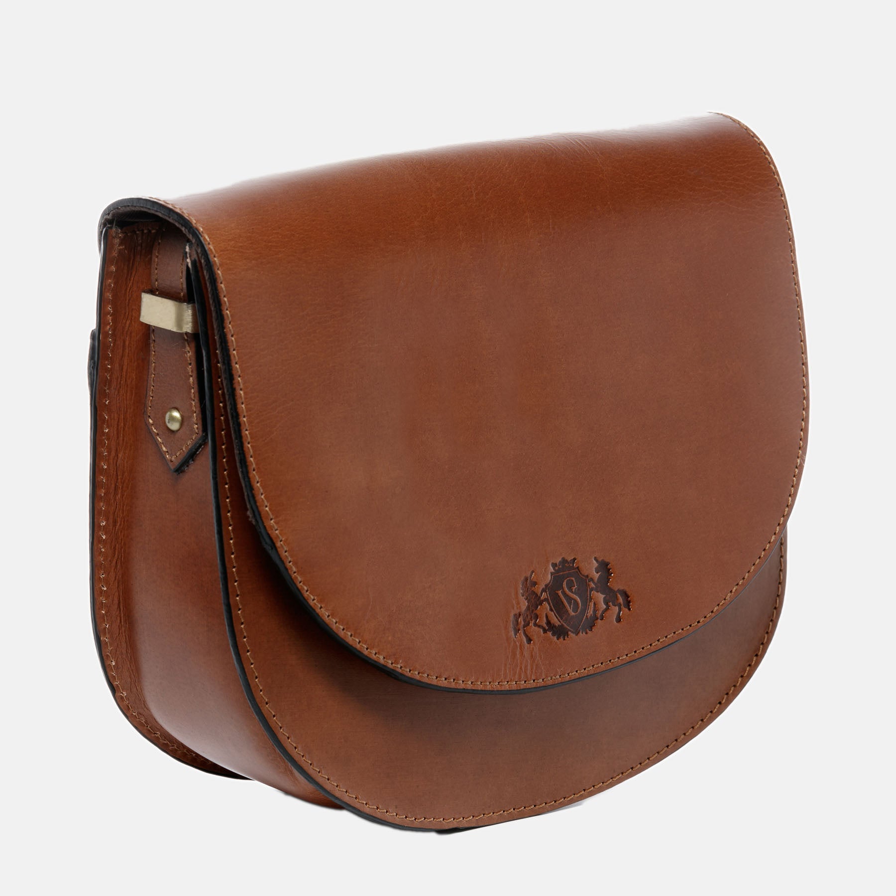 Schultertasche TRISH Sattelleder hellbraun-cognac