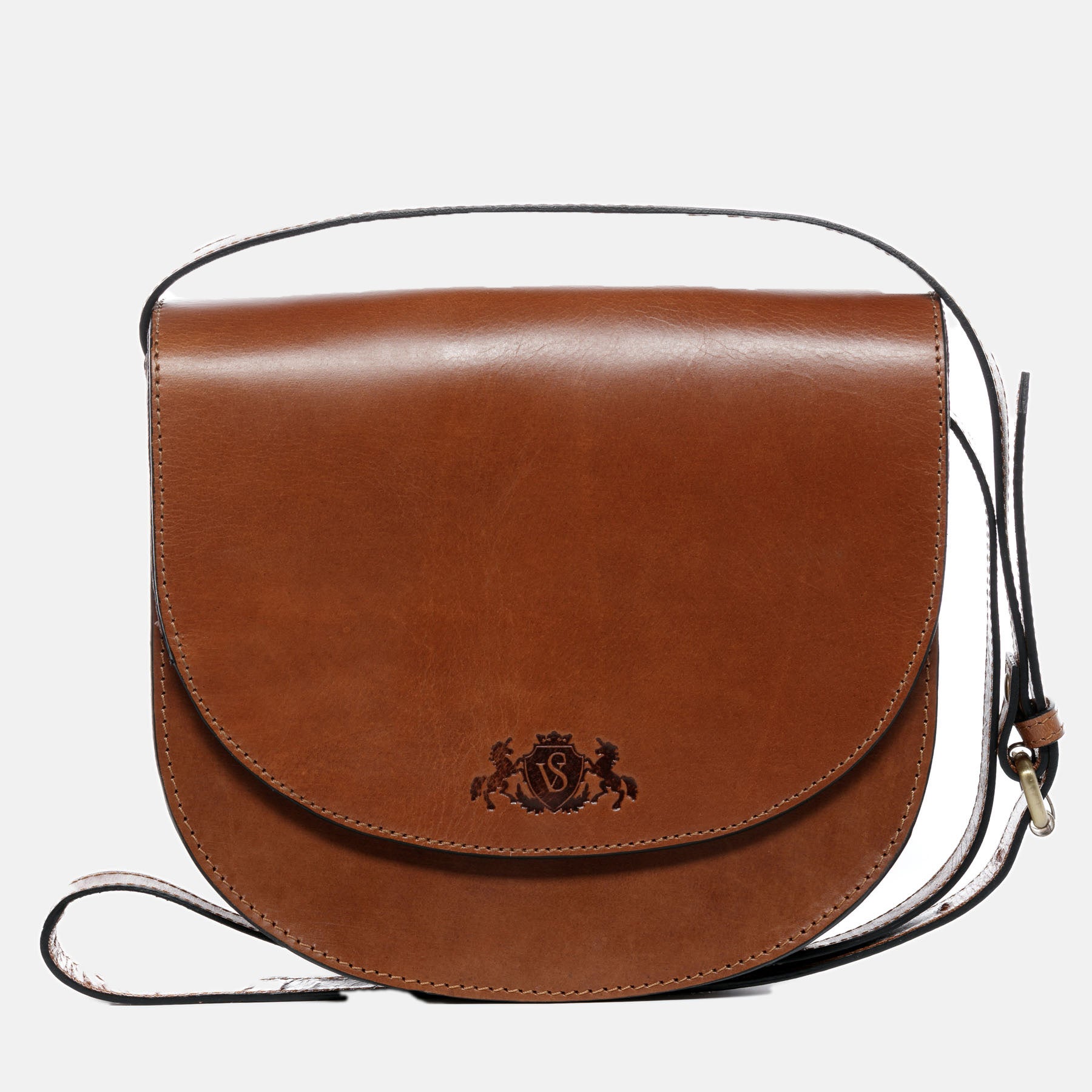 Schultertasche TRISH Sattelleder hellbraun-cognac