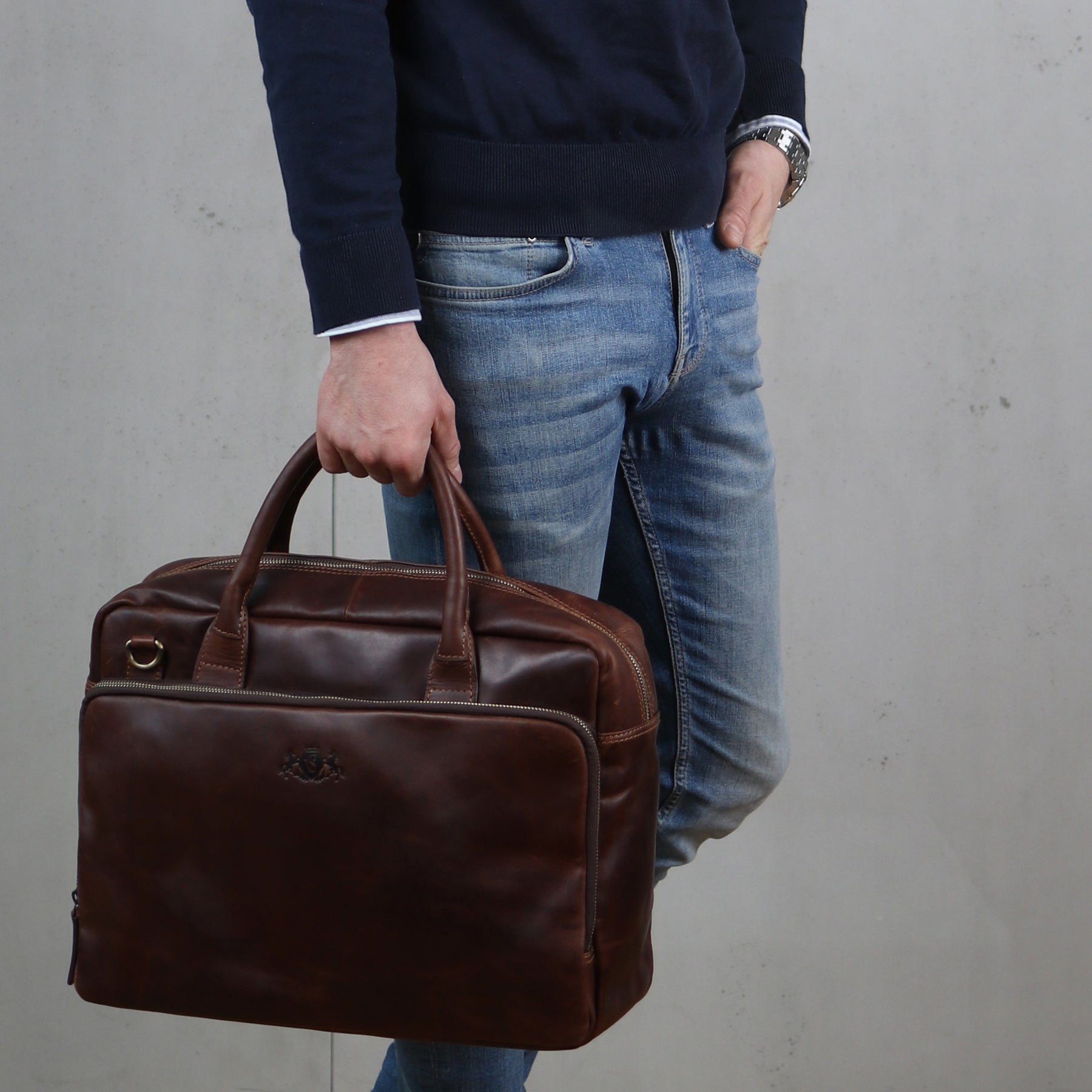 Laptoptasche RYAN Natur-Leder braun
