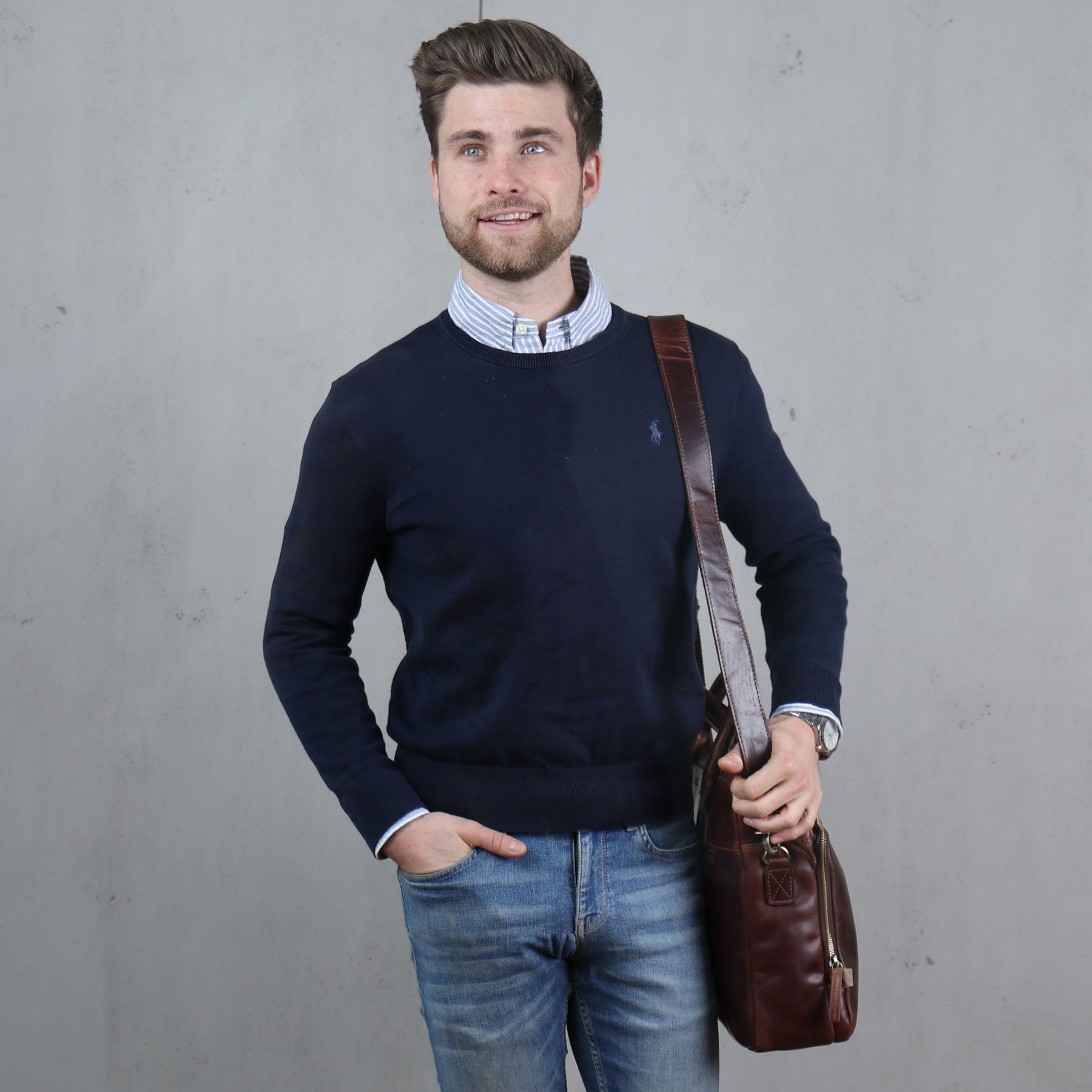 Laptoptasche RYAN Natur-Leder braun