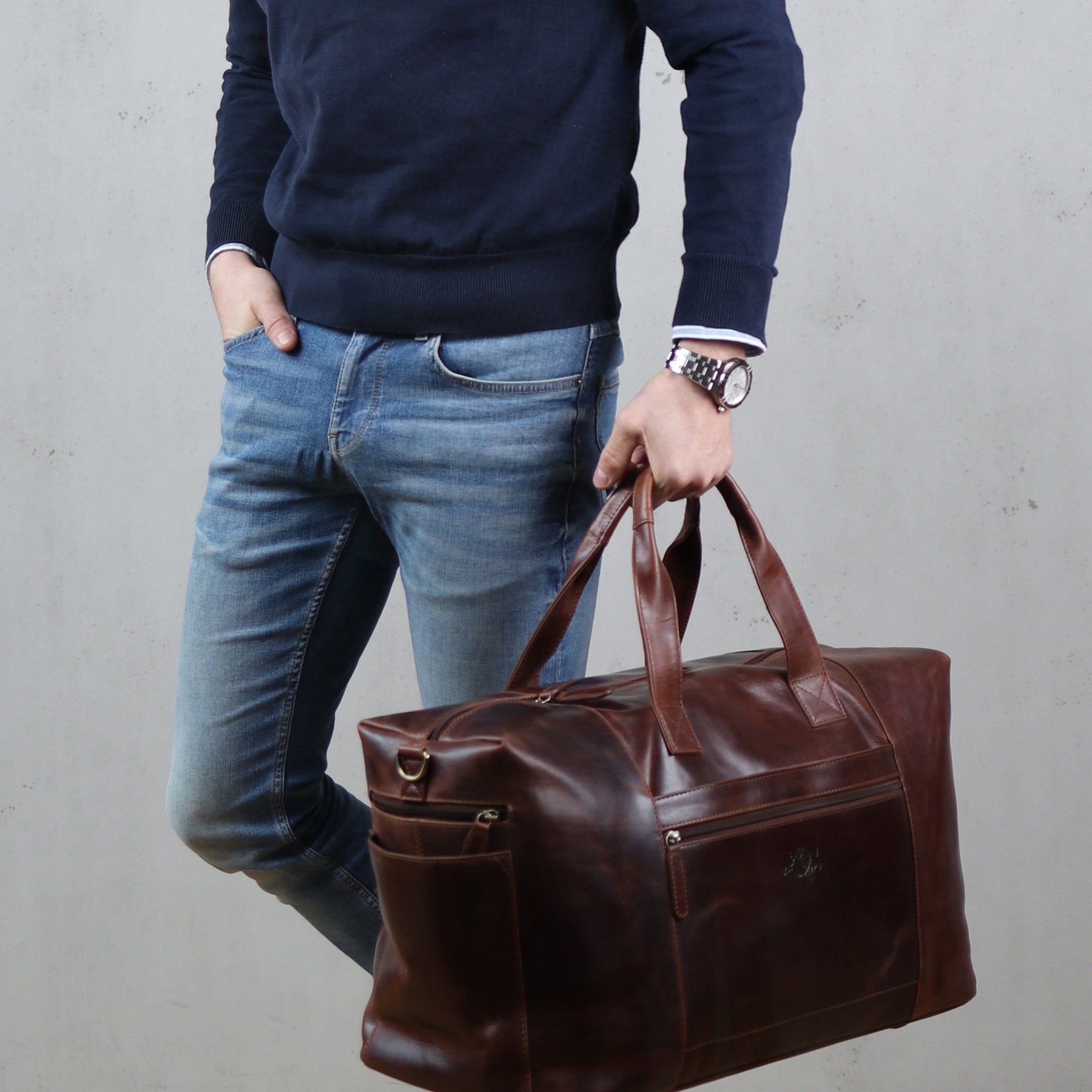 Weekender BRISTOL SIDE Natur-Leder braun