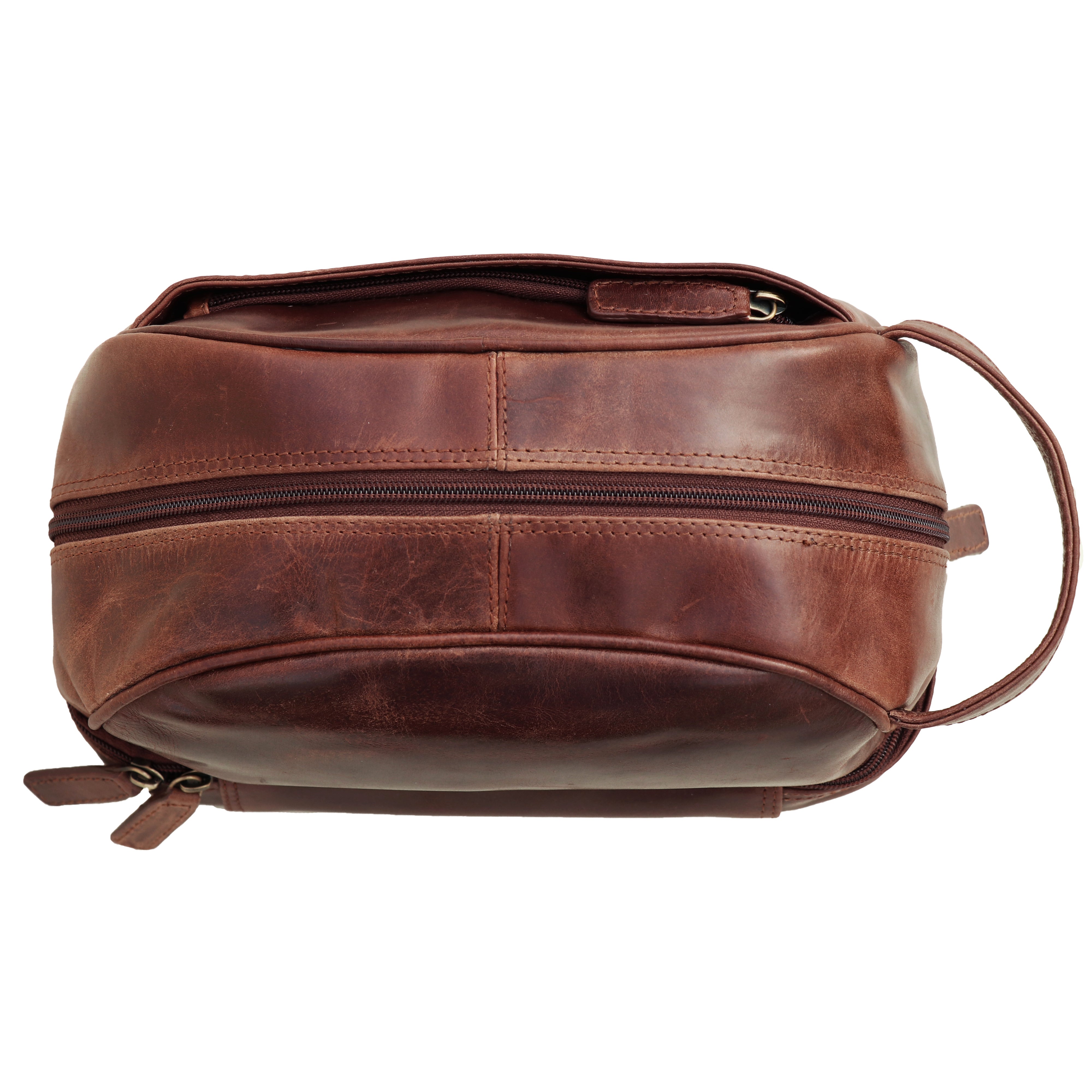 Wash bag ALEX natural leather brown-cognac