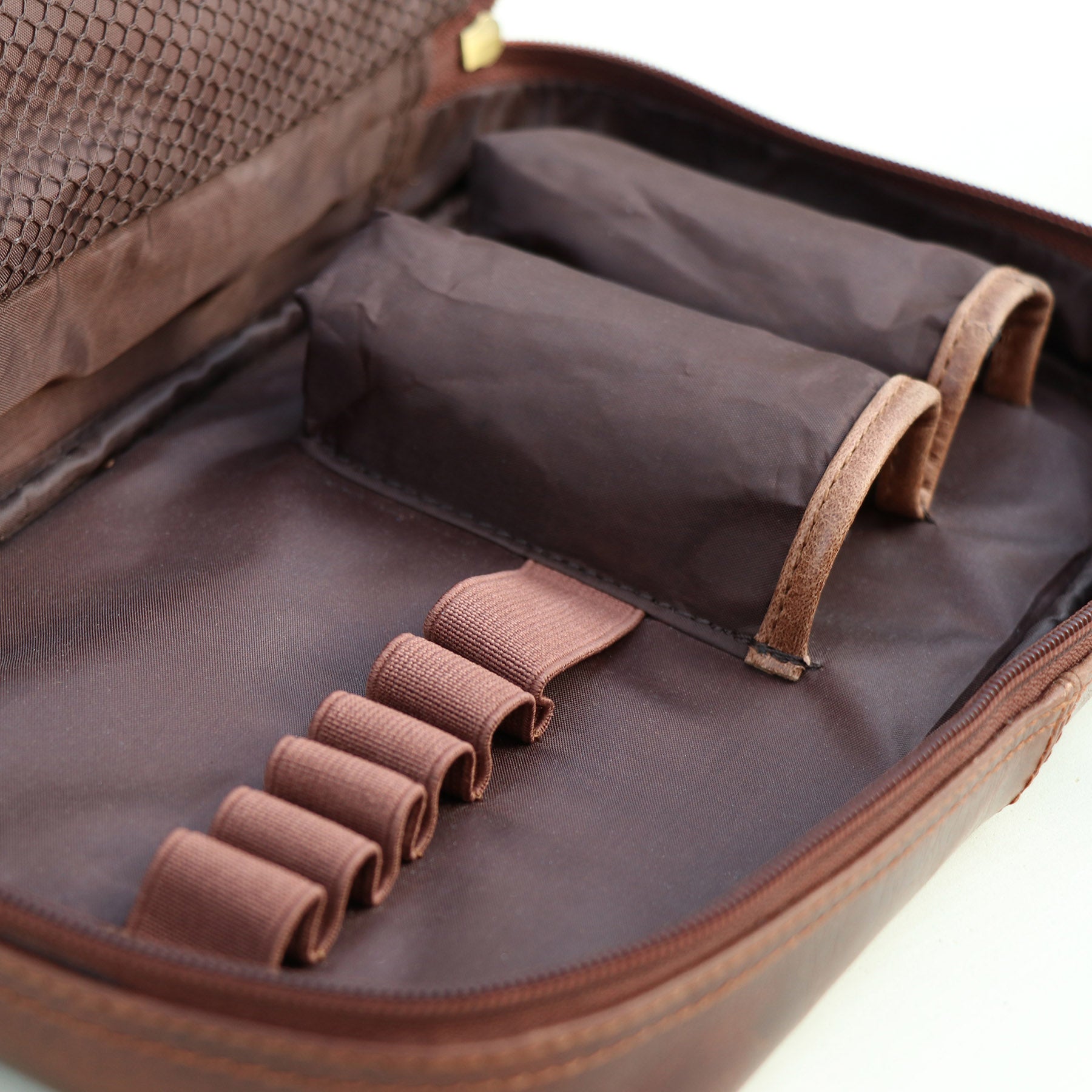 Wash bag ALEX natural leather brown-cognac