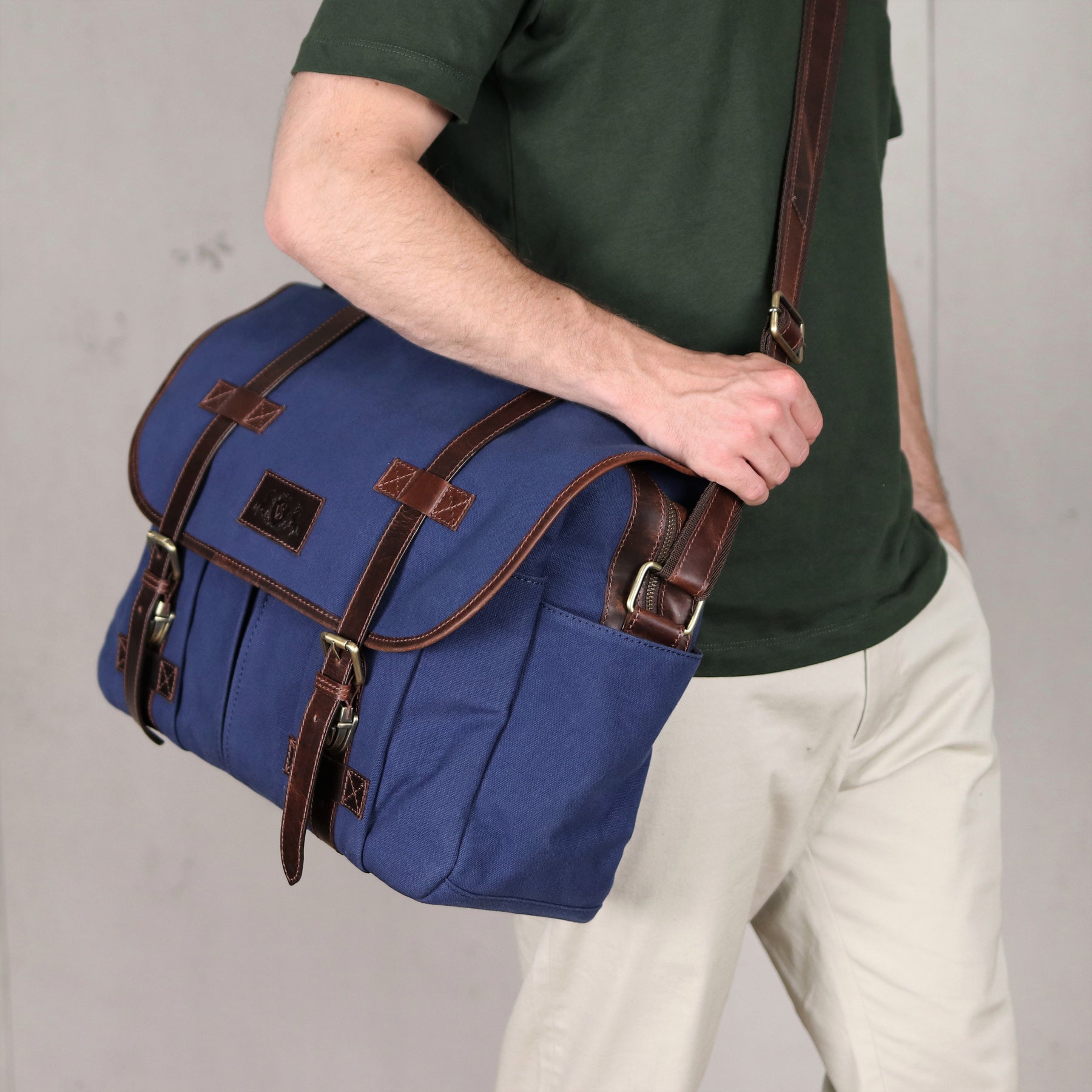Messenger bag CHASE Canvas&Leder blau-braun