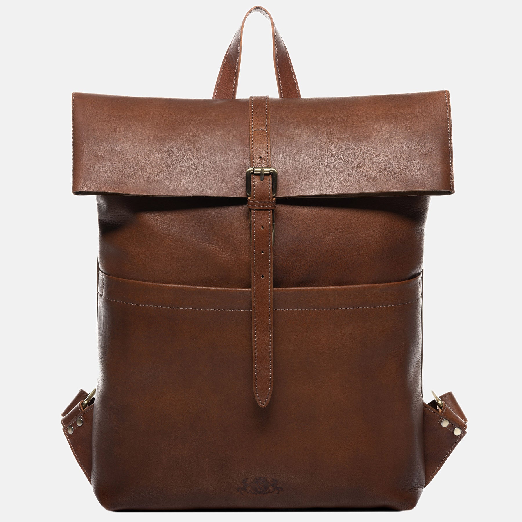 Rolltop Rucksack CLAY Glattleder hellbraun