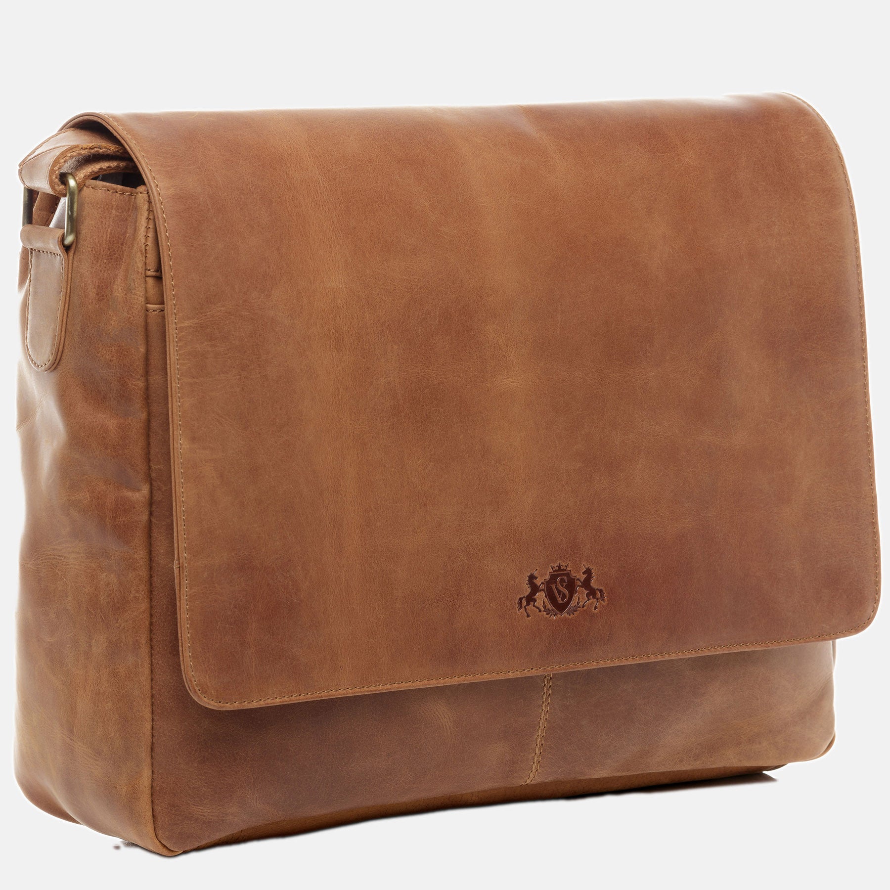 Messenger Bag SPENCER Büffelleder camel-beige