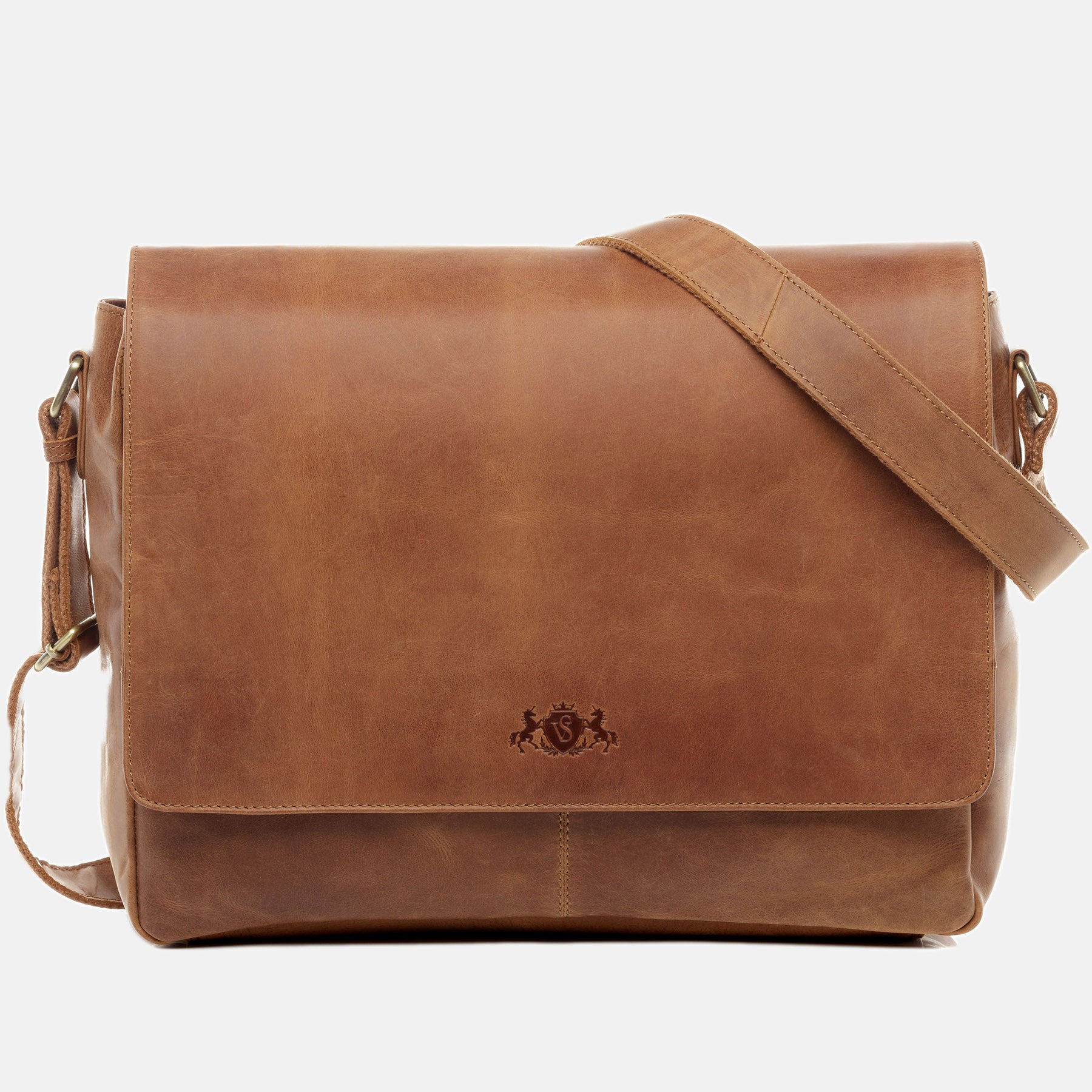 Messenger Bag SPENCER Büffelleder camel-beige