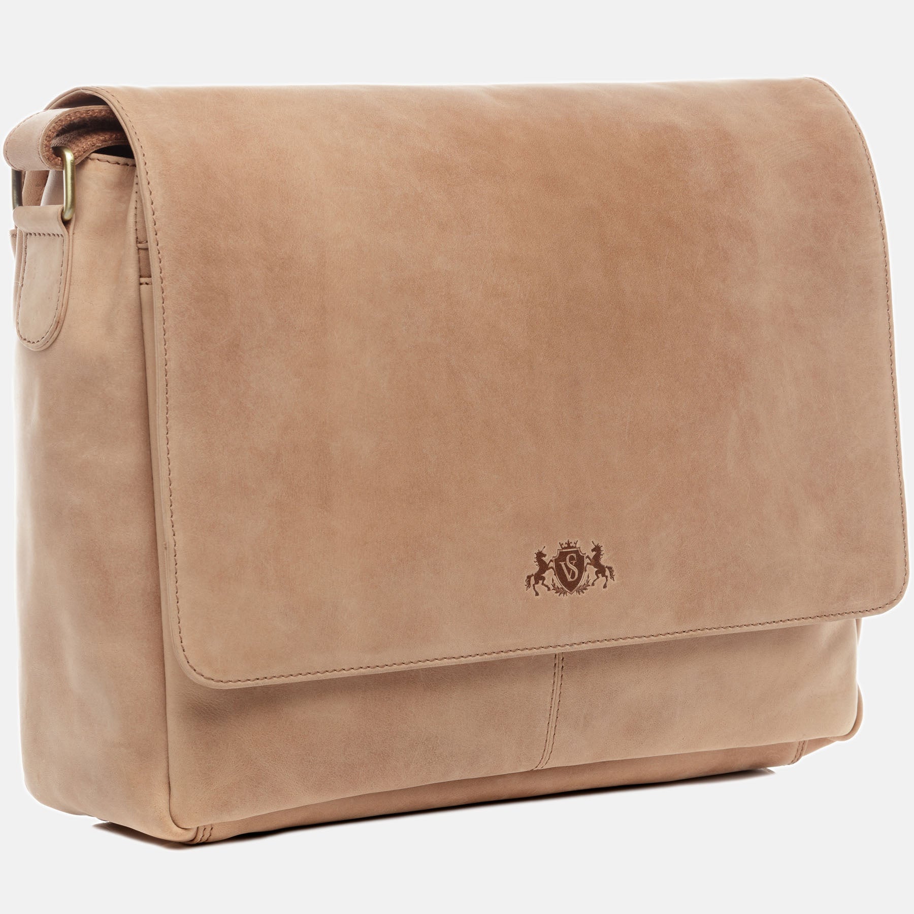 Messenger Bag SPENCER Büffelleder braun-beige