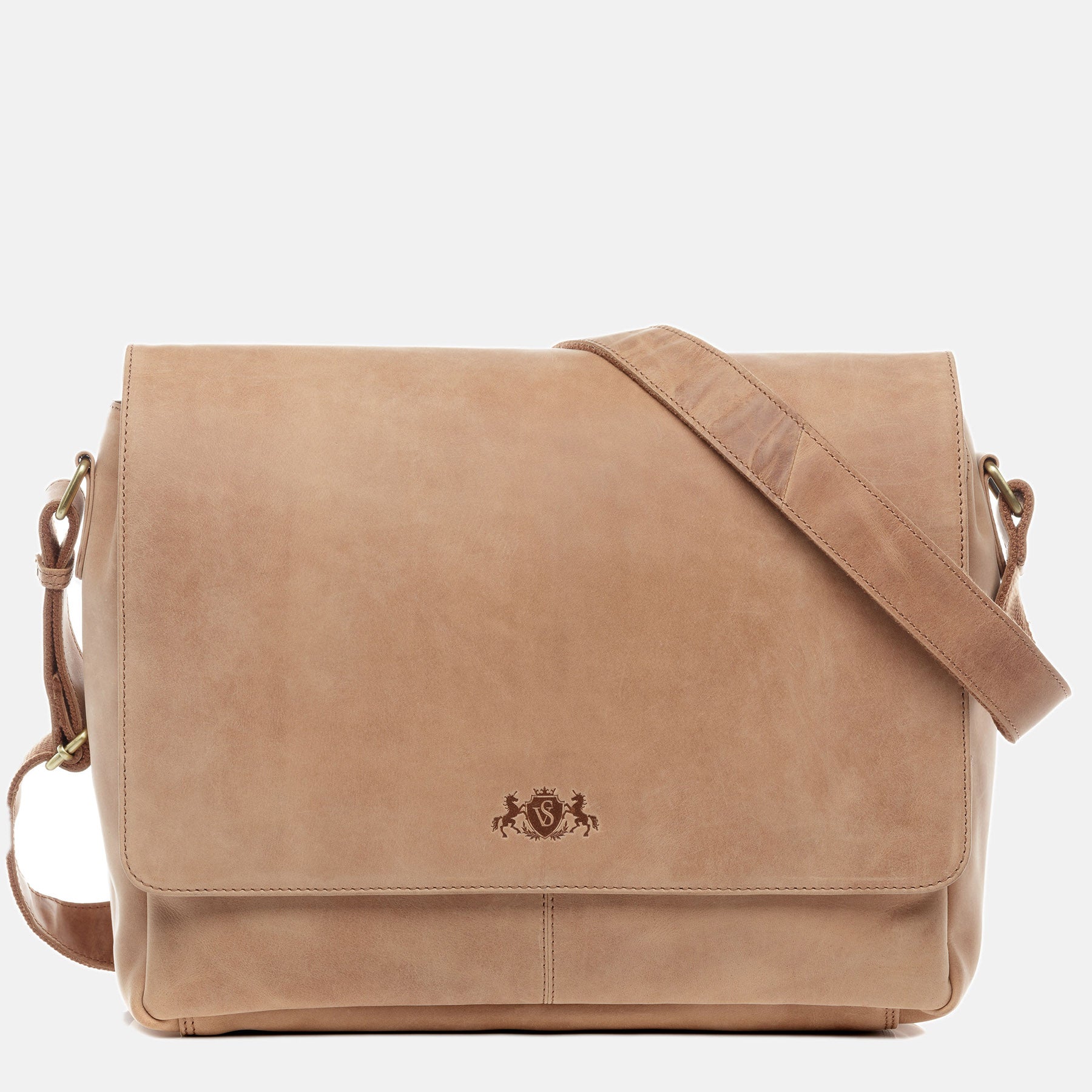 Messenger Bag SPENCER Büffelleder braun-beige