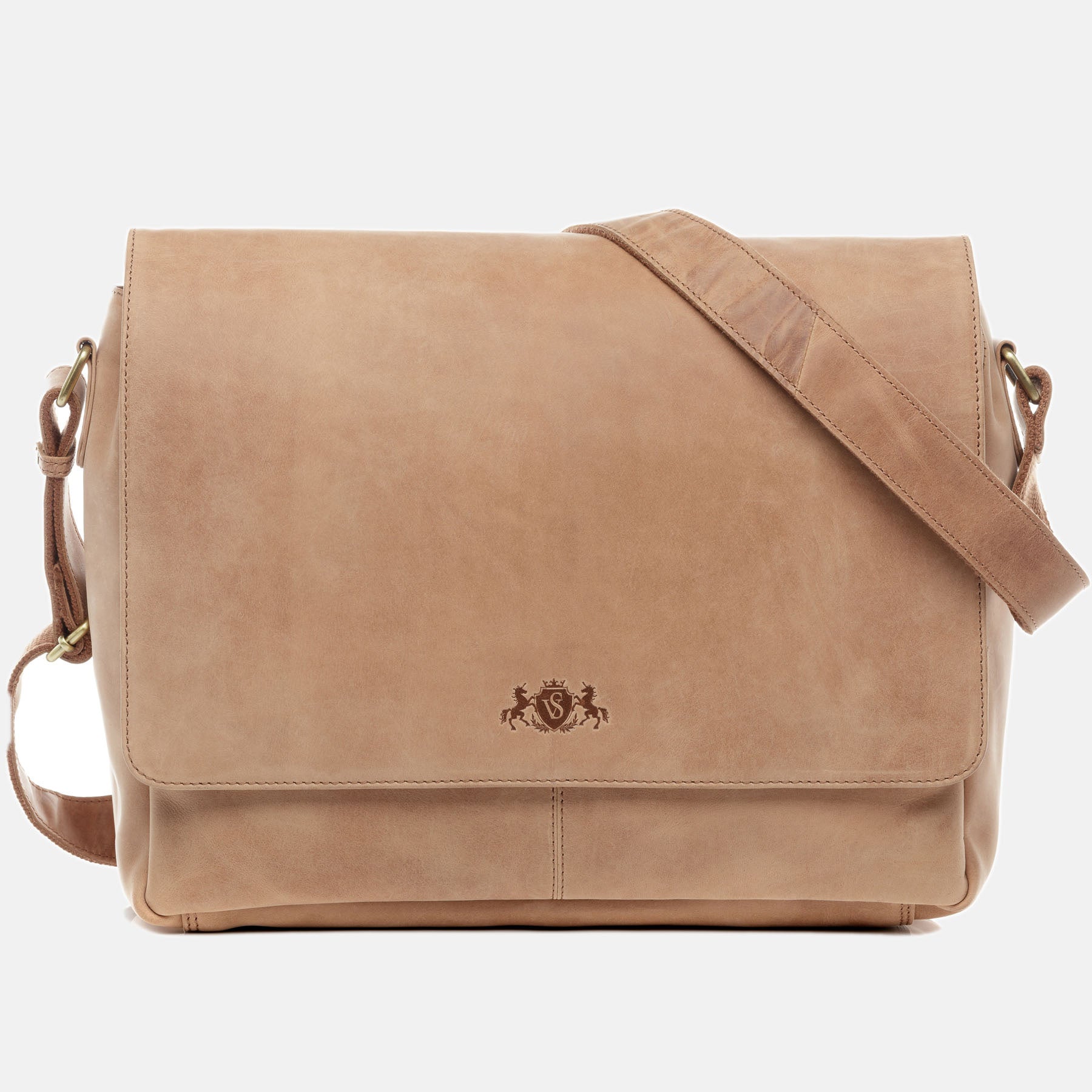 Messenger Bag SPENCER Büffelleder braun-beige