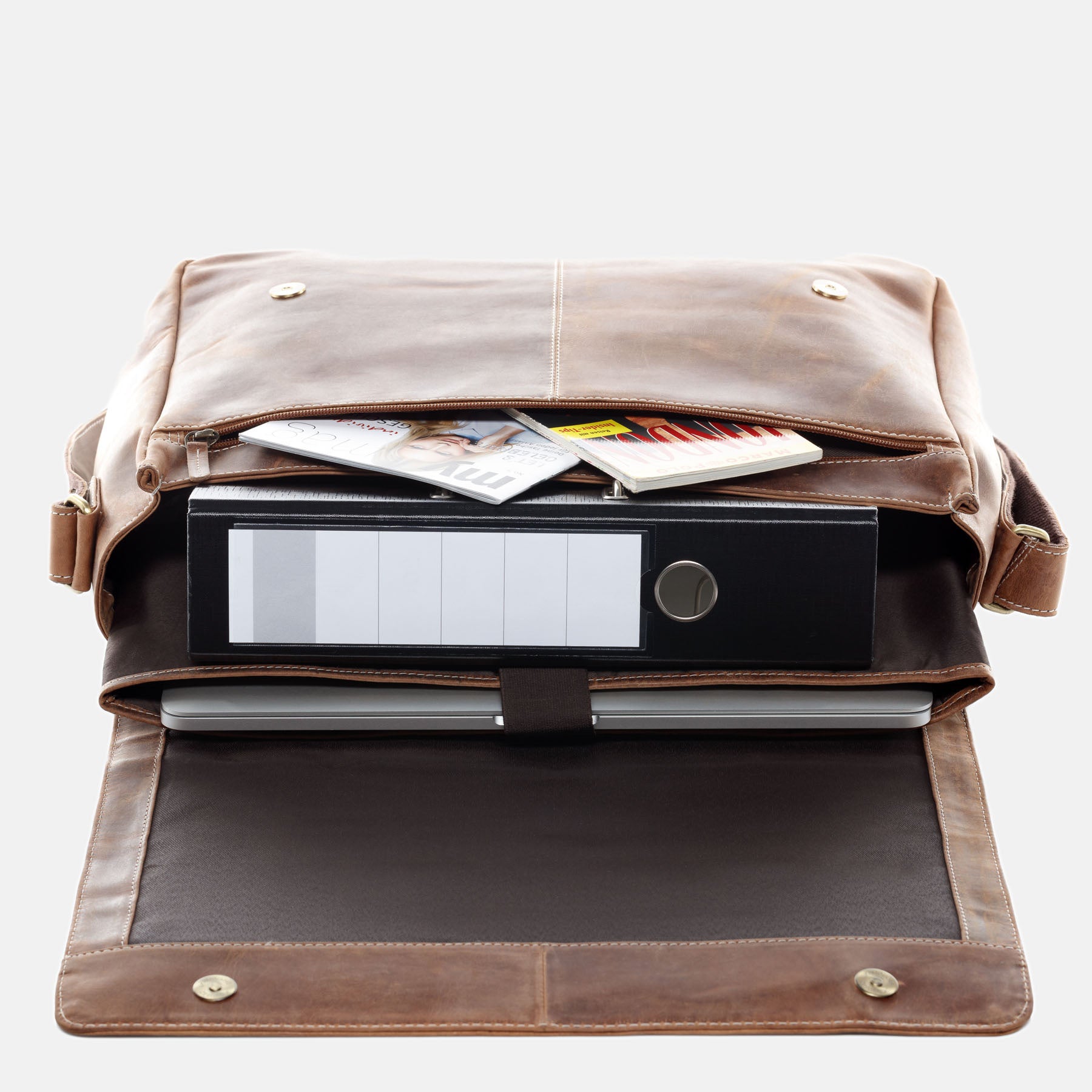 Messenger Bag SPENCER Naturleder braun-cognac