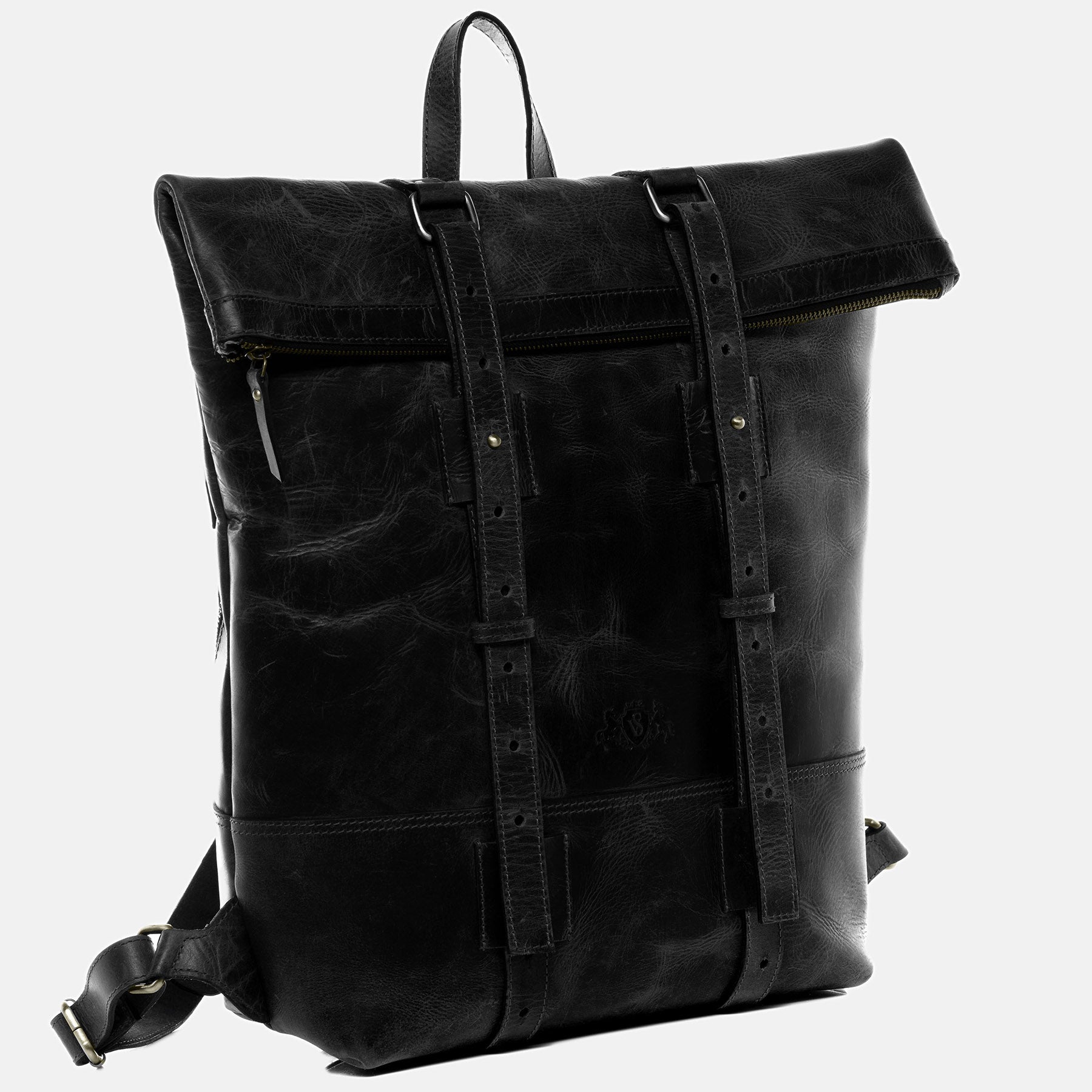 Rolltop Rucksack CHAZ Büffelleder vintage-schwarz