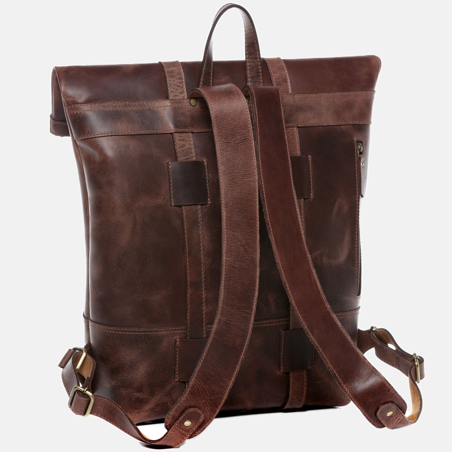 Rolltop backpack CHAZ buffalo leather vintage brown