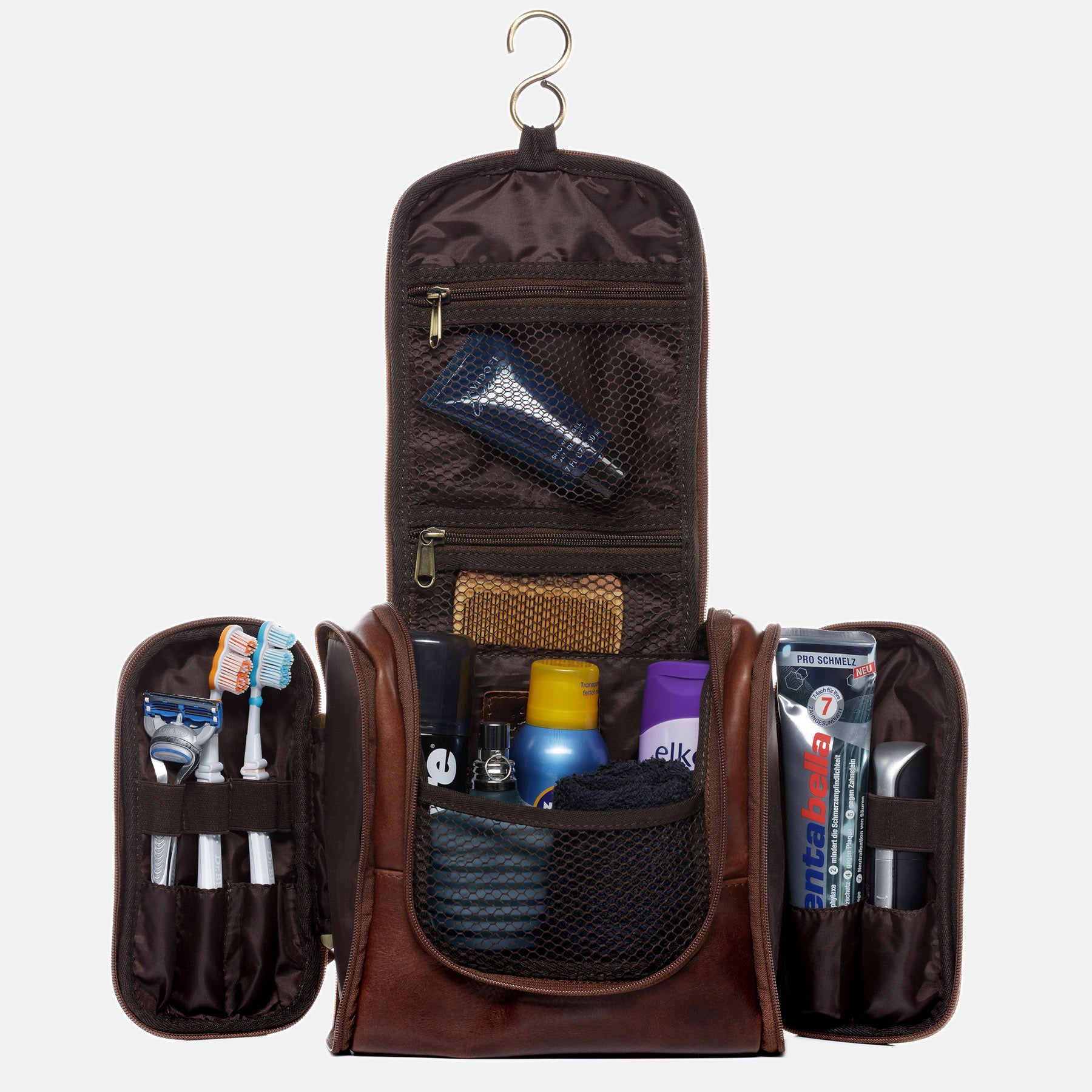 Kulturbeutel DEXTER Natur-Leder braun