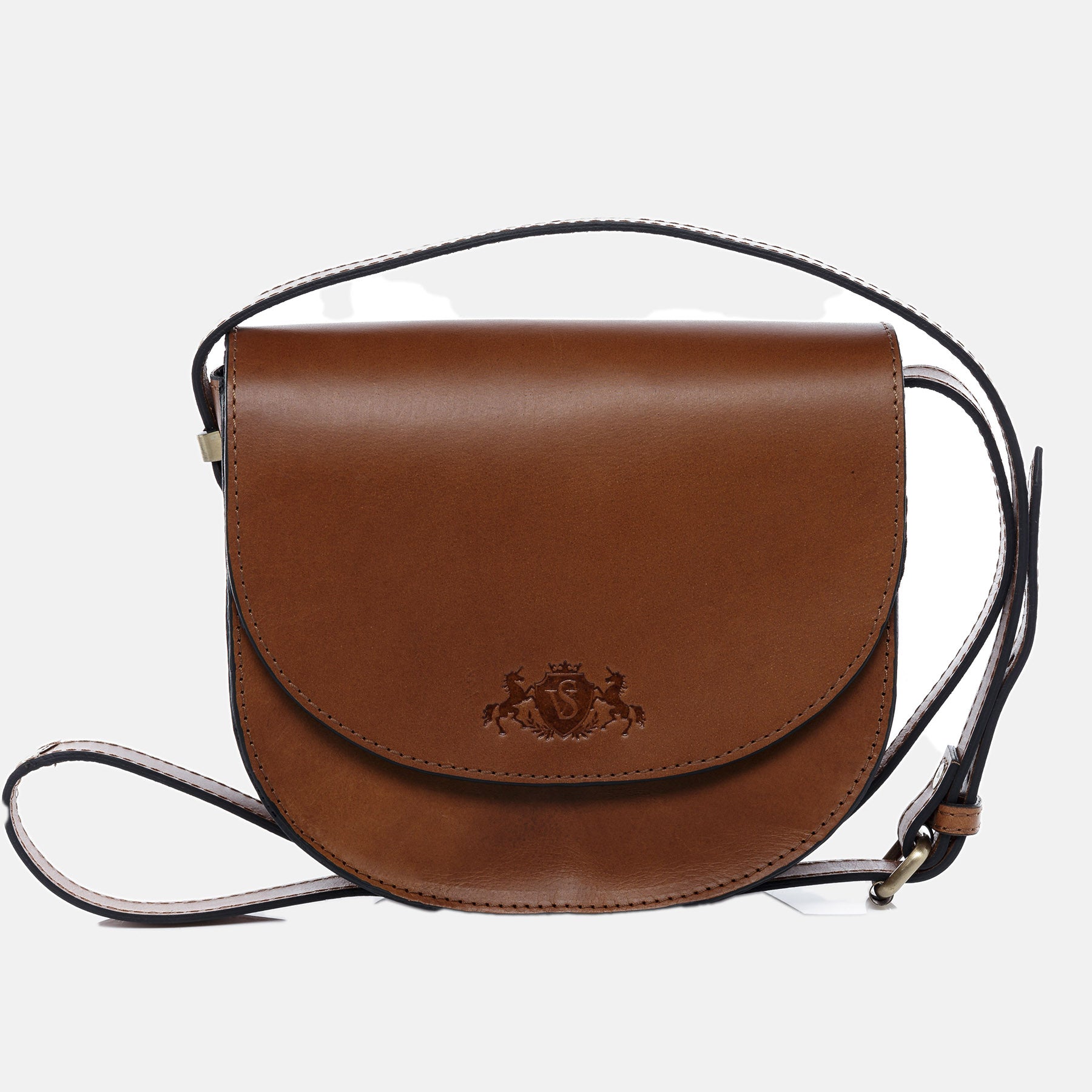Schultertasche TRISH Sattelleder braun