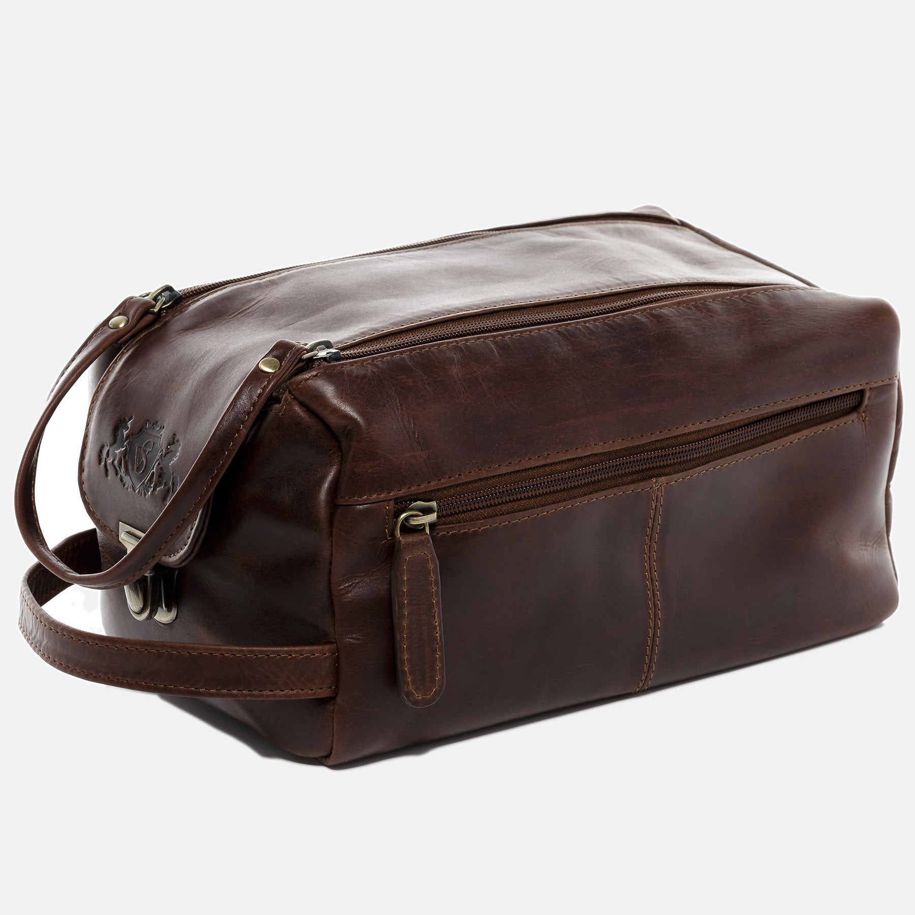Wash bag BRISTOL natural leather brown-cognac