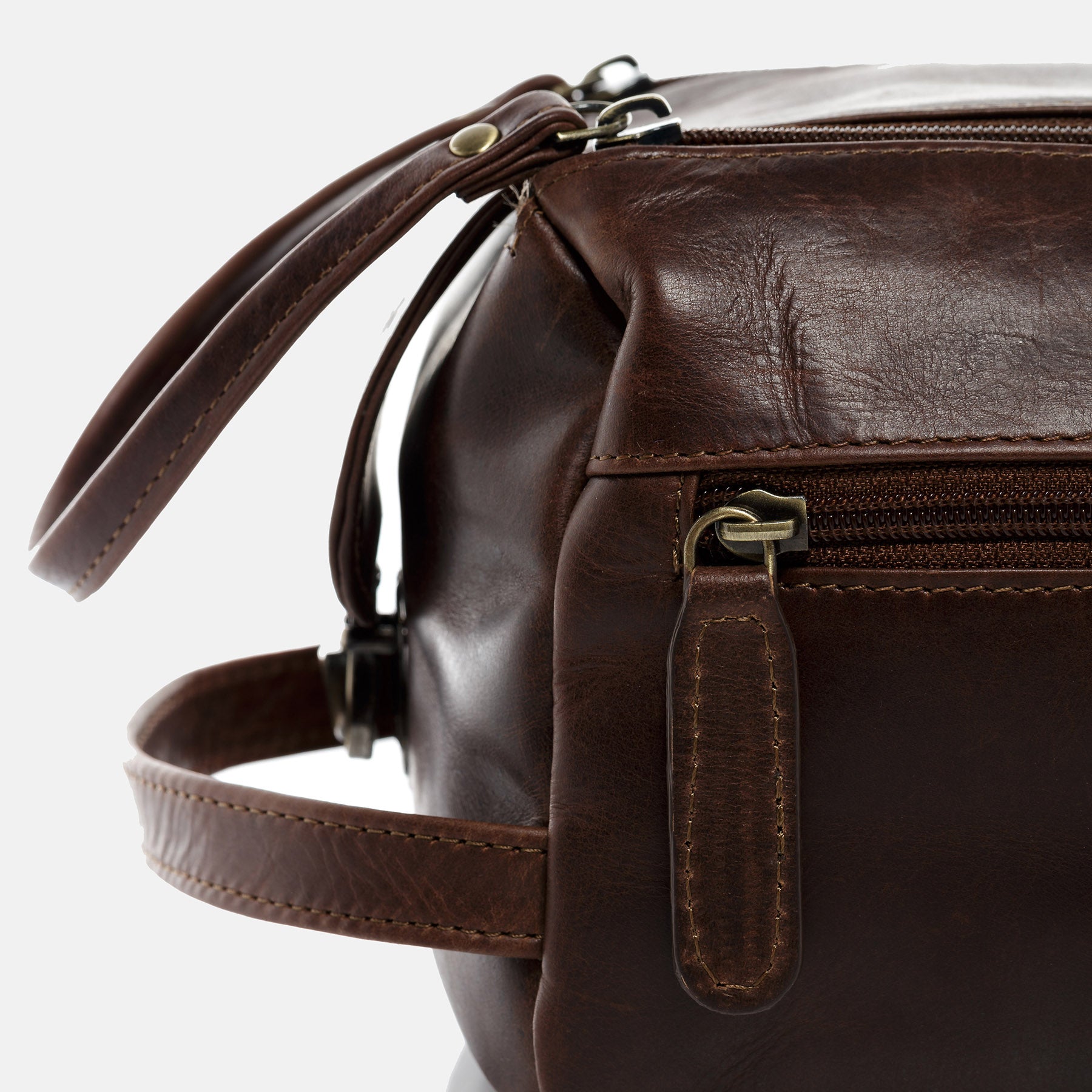 Wash bag BRISTOL natural leather brown-cognac
