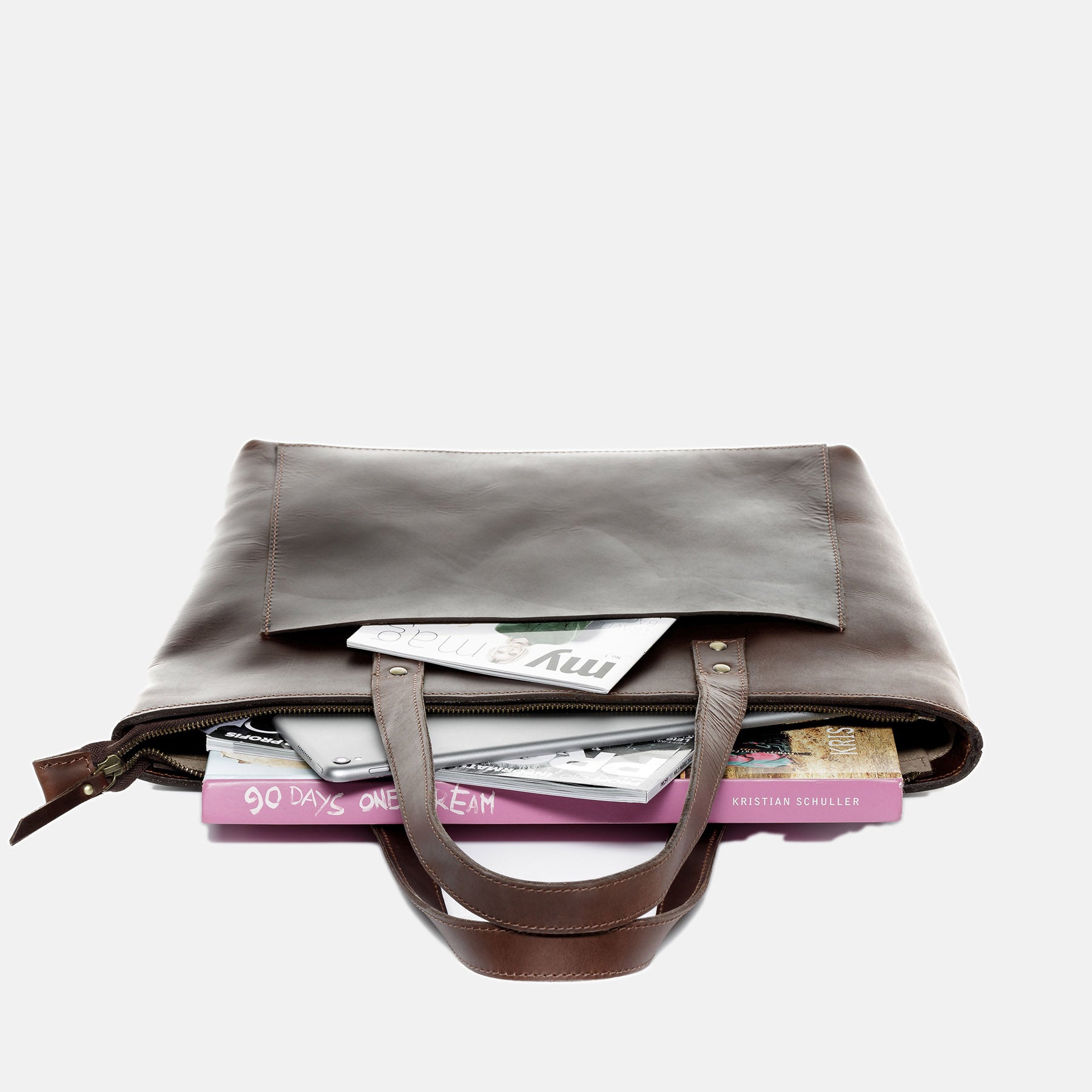 Shopper PIPER Glattleder braun