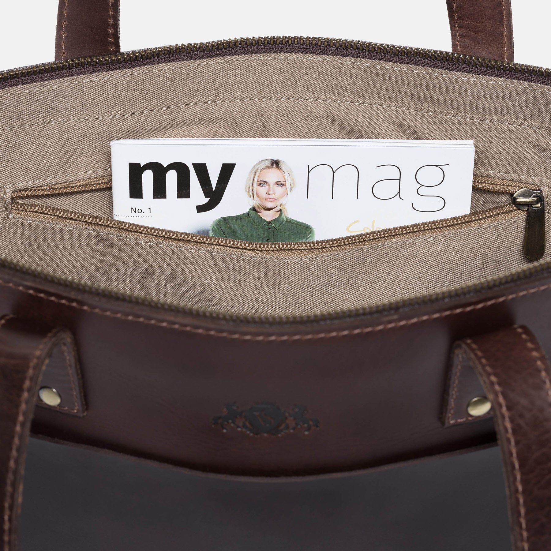 Shopper PIPER Glattleder braun