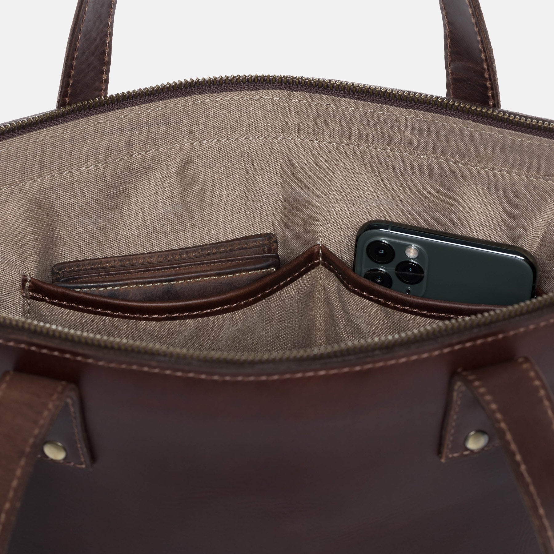 Shopper PIPER Glattleder braun