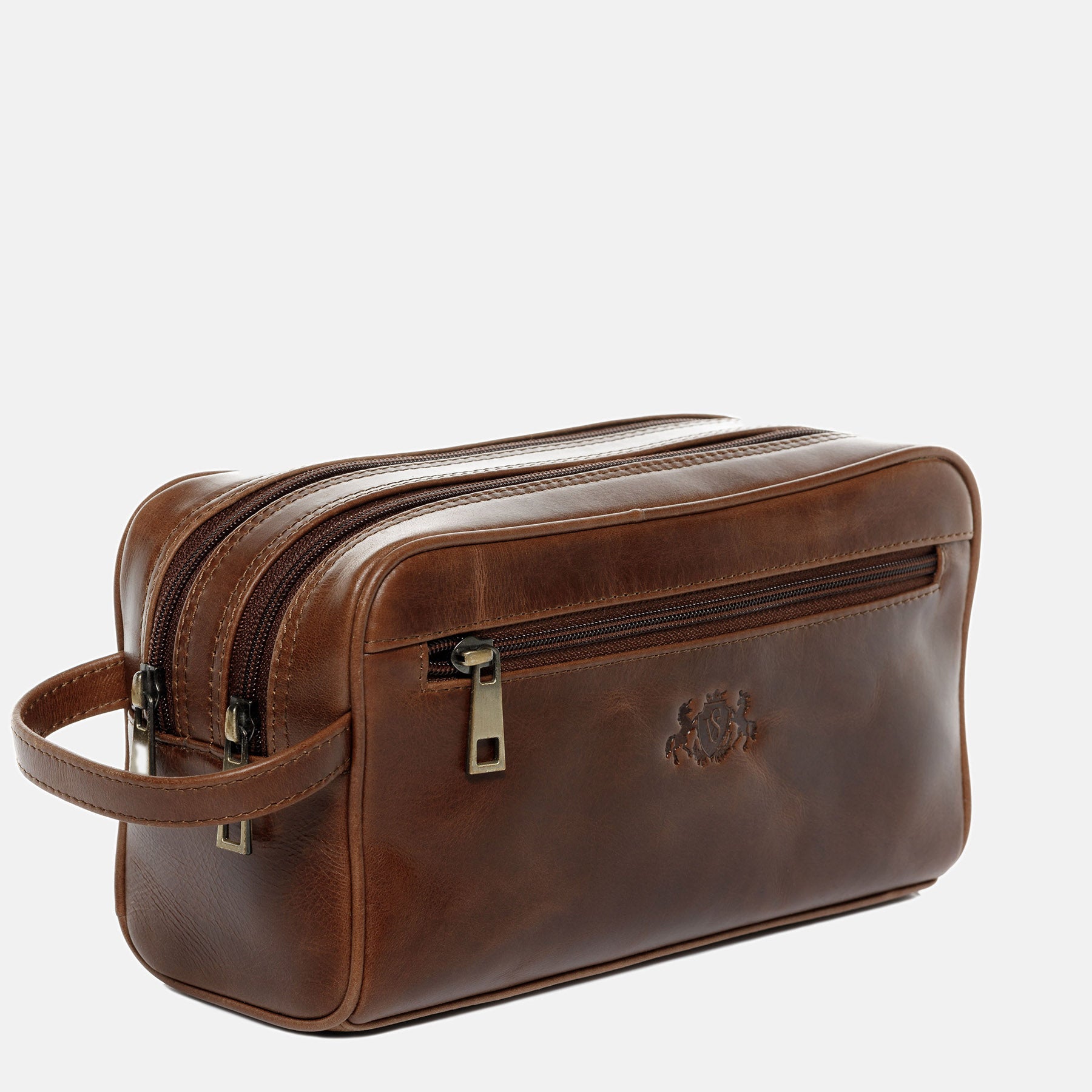 Wash bag GATWICK natural leather light brown