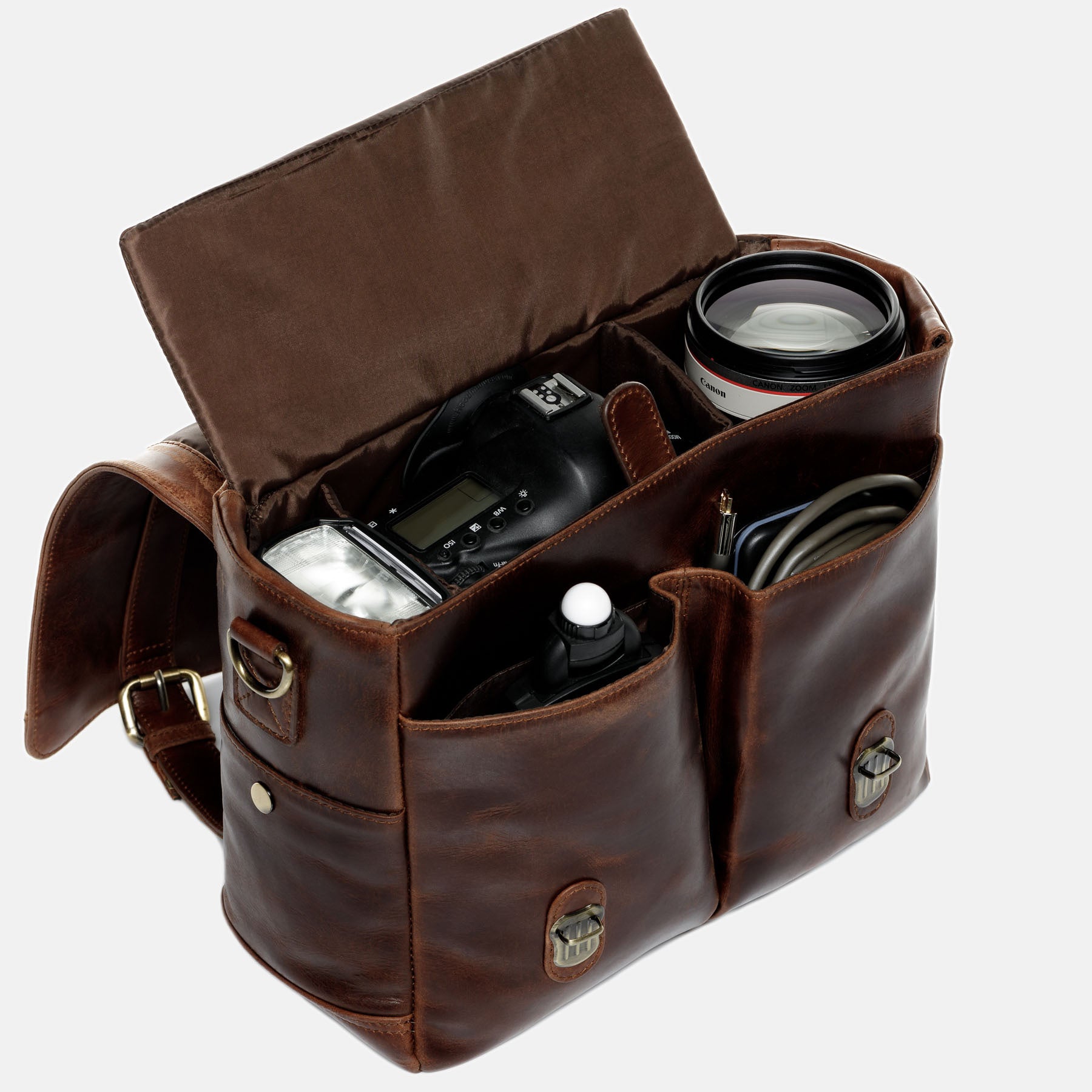 Fototasche HEATHROW Natur-Leder braun
