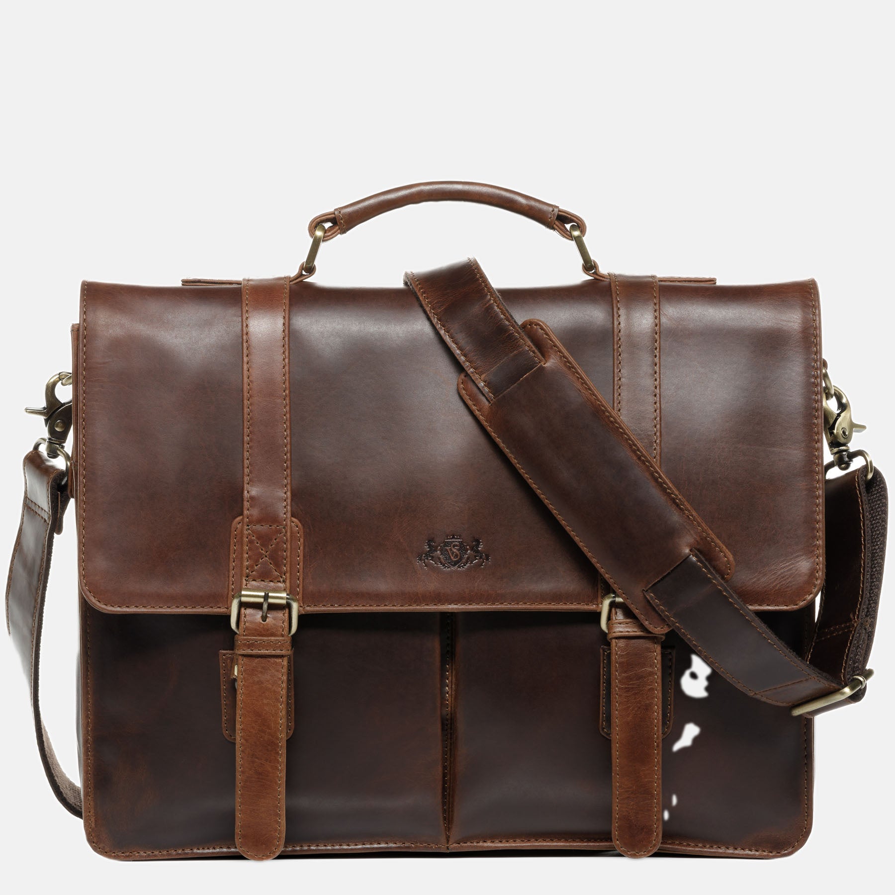 Briefcase HARVORD natural leather brown-cognac