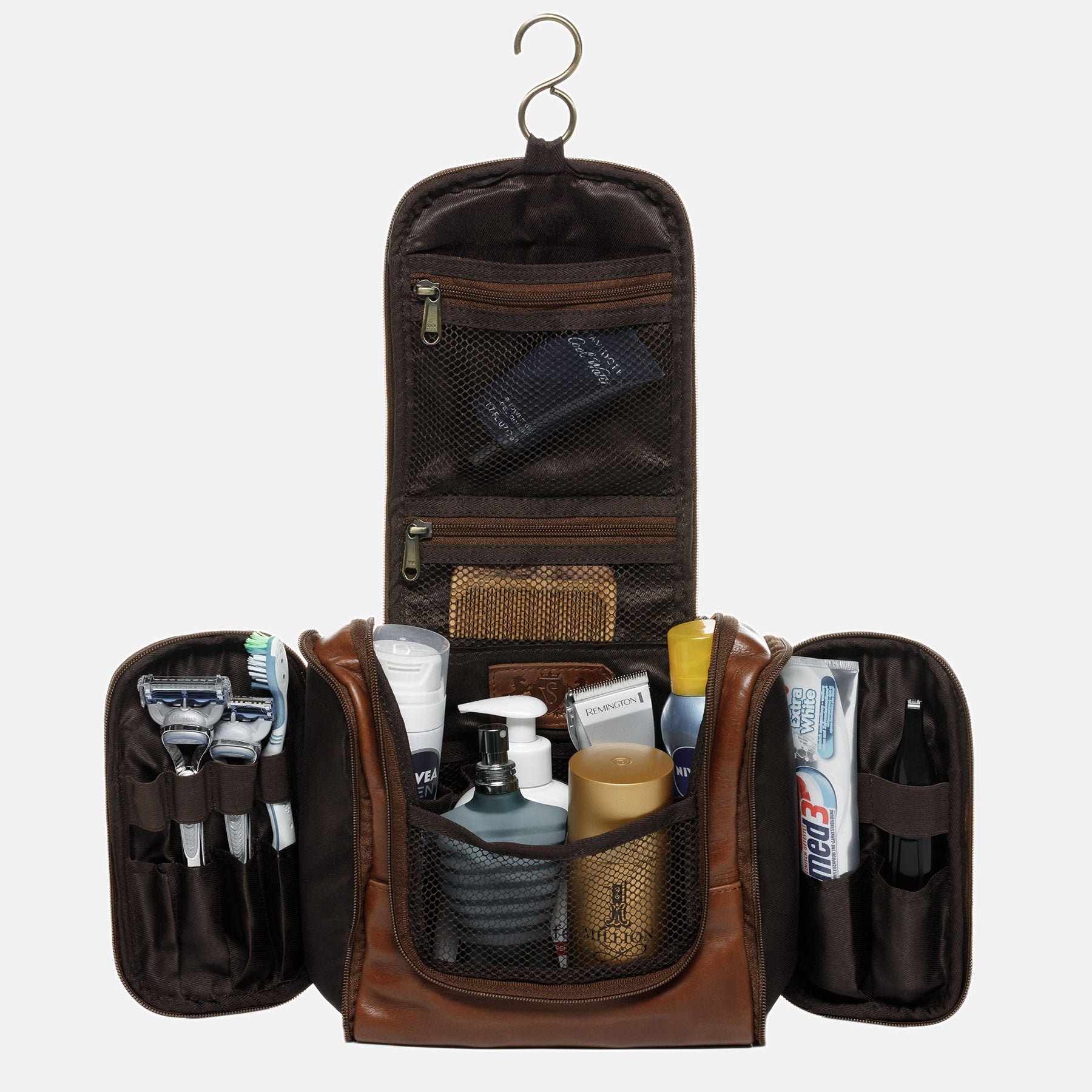 Kulturbeutel DEXTER Natur-Leder braun