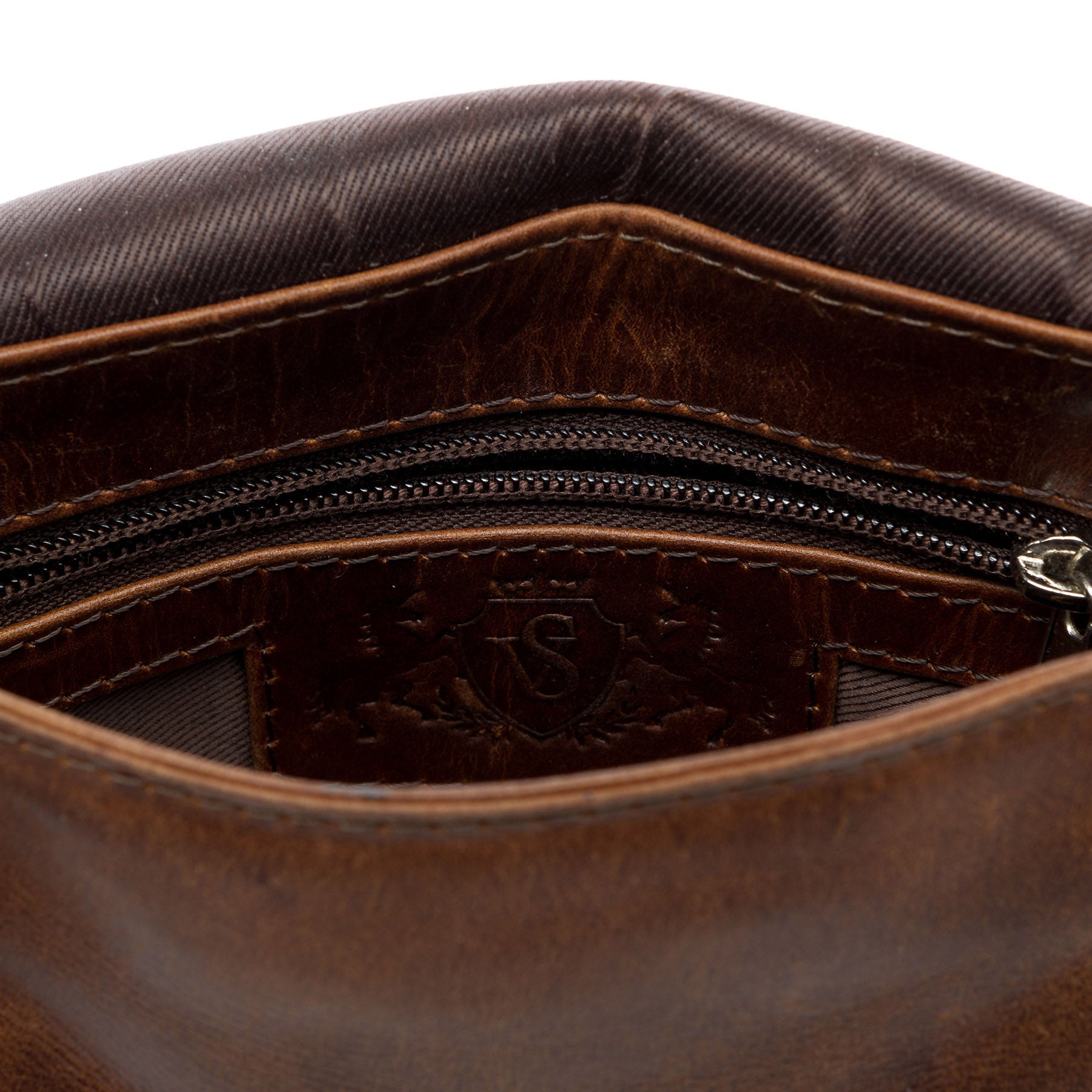 Schultertasche BRIGHTON Natur-Leder braun