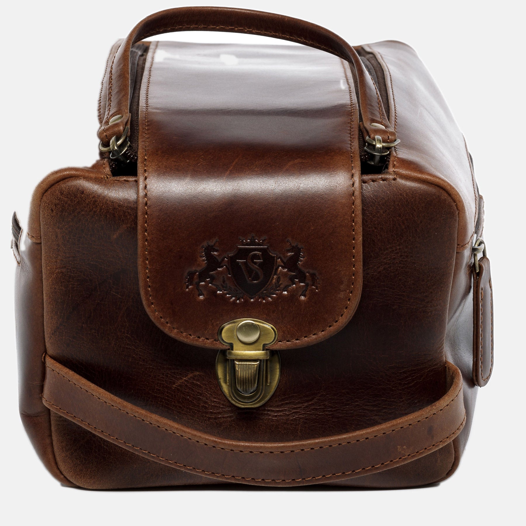 Wash bag BRISTOL natural leather brown-cognac
