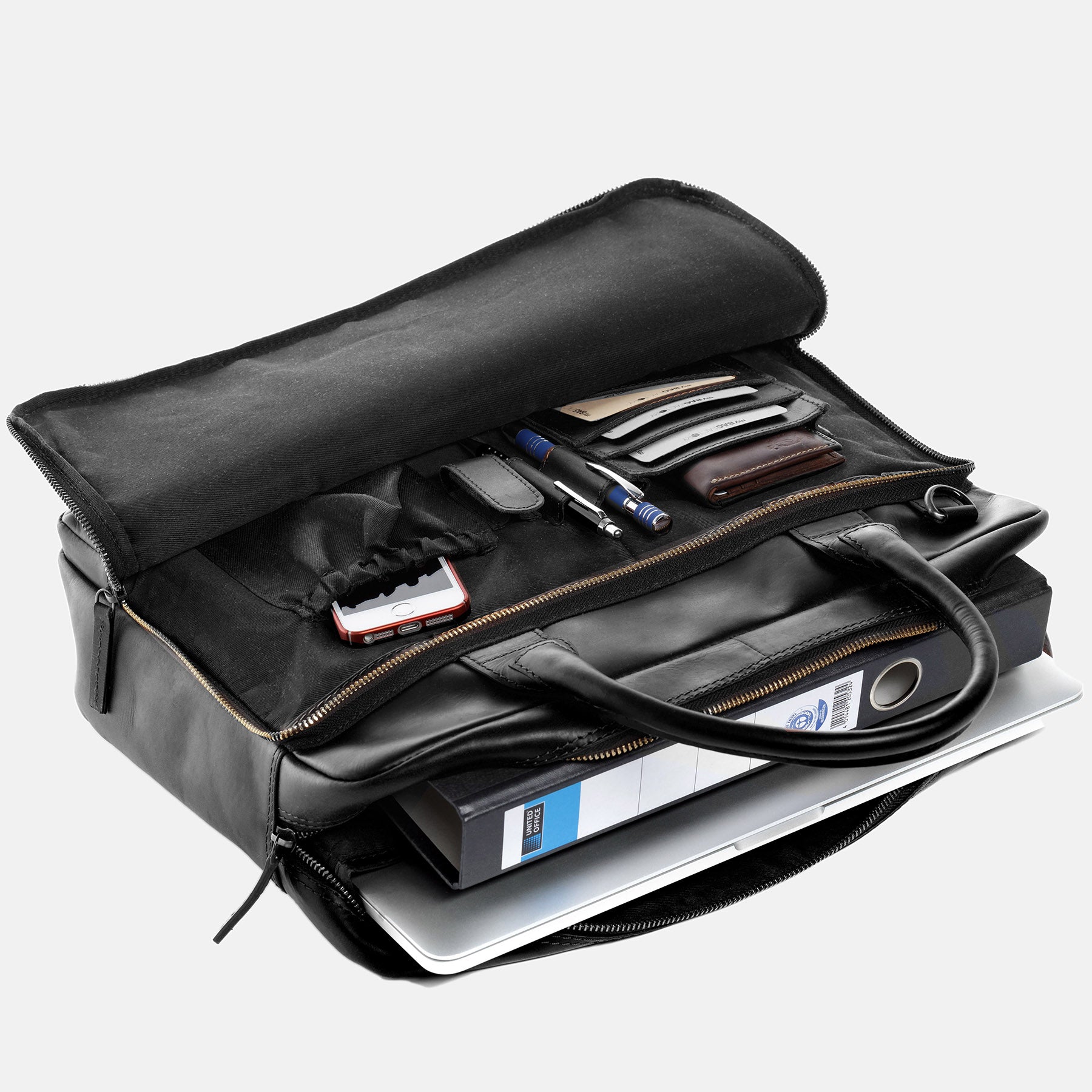 Laptoptasche RYAN Glattleder schwarz