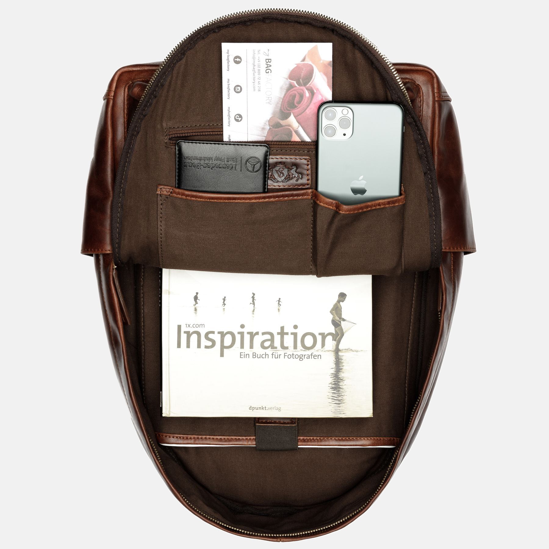 XL Backpack ARCHIE natural leather brown-cognac