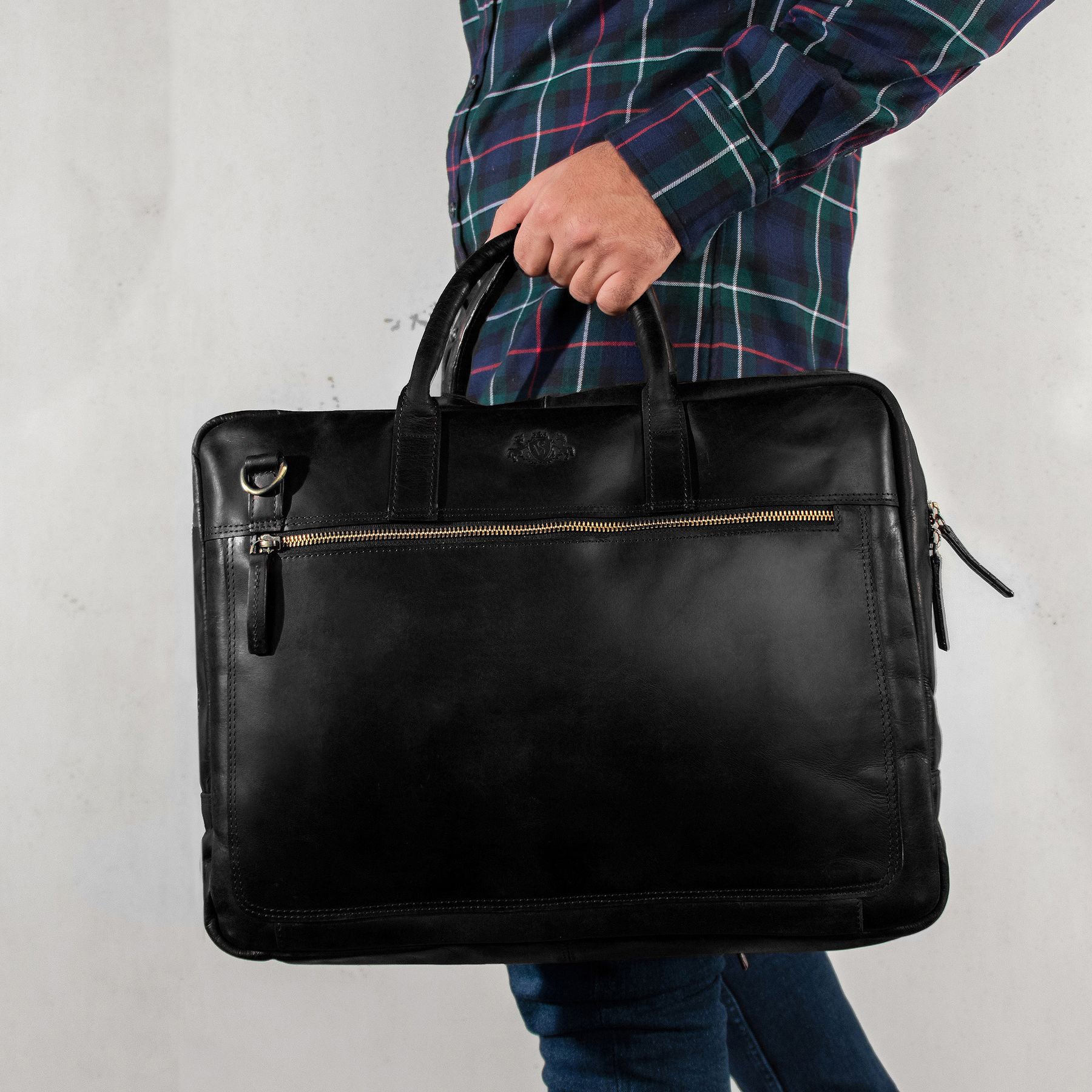 Laptoptasche DIXON Glattleder schwarz