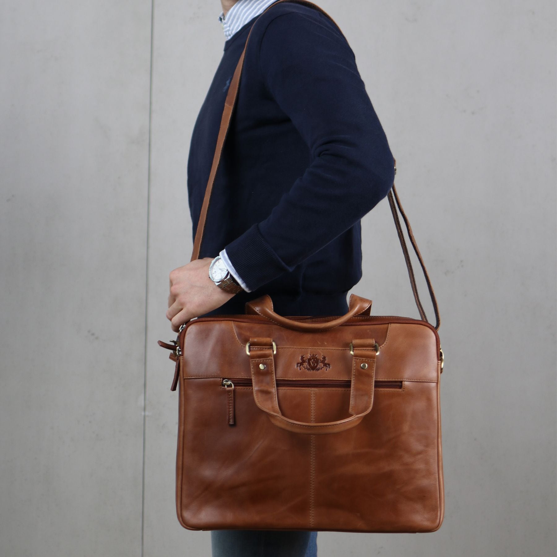 Laptoptasche YANN Glattleder hellbraun