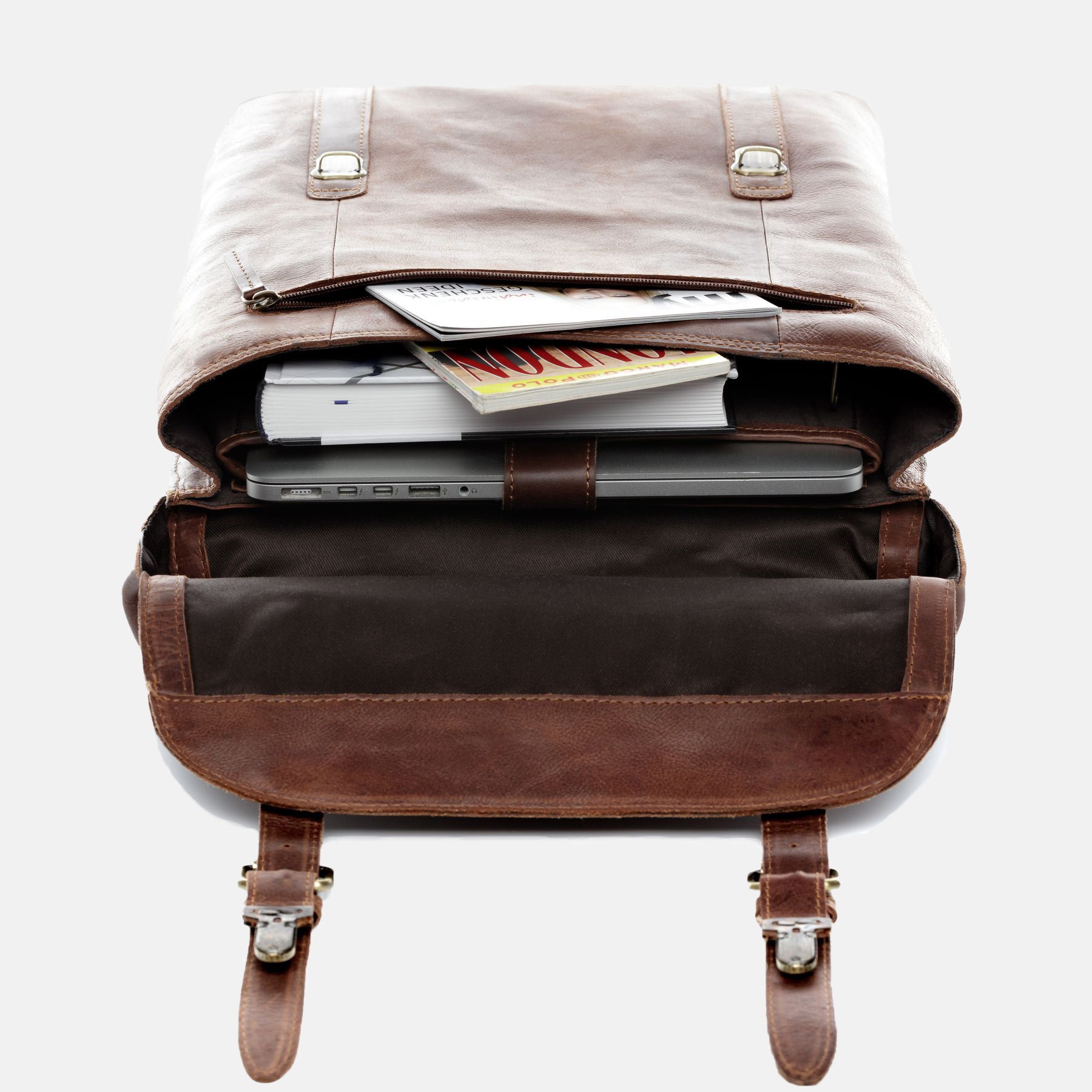 Backpack ETON natural leather brown-cognac
