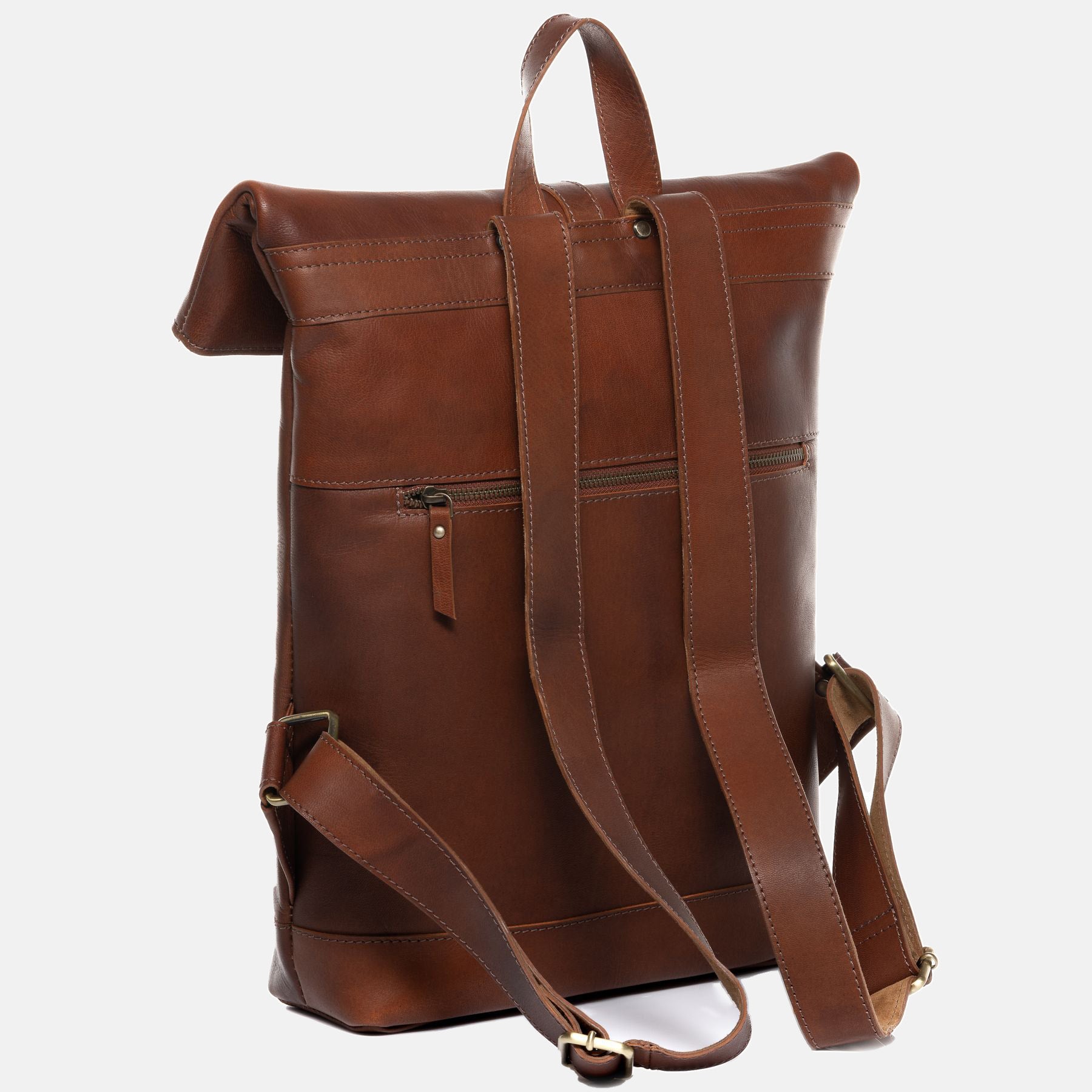 Rolltop backpack JAY smooth leather light brown