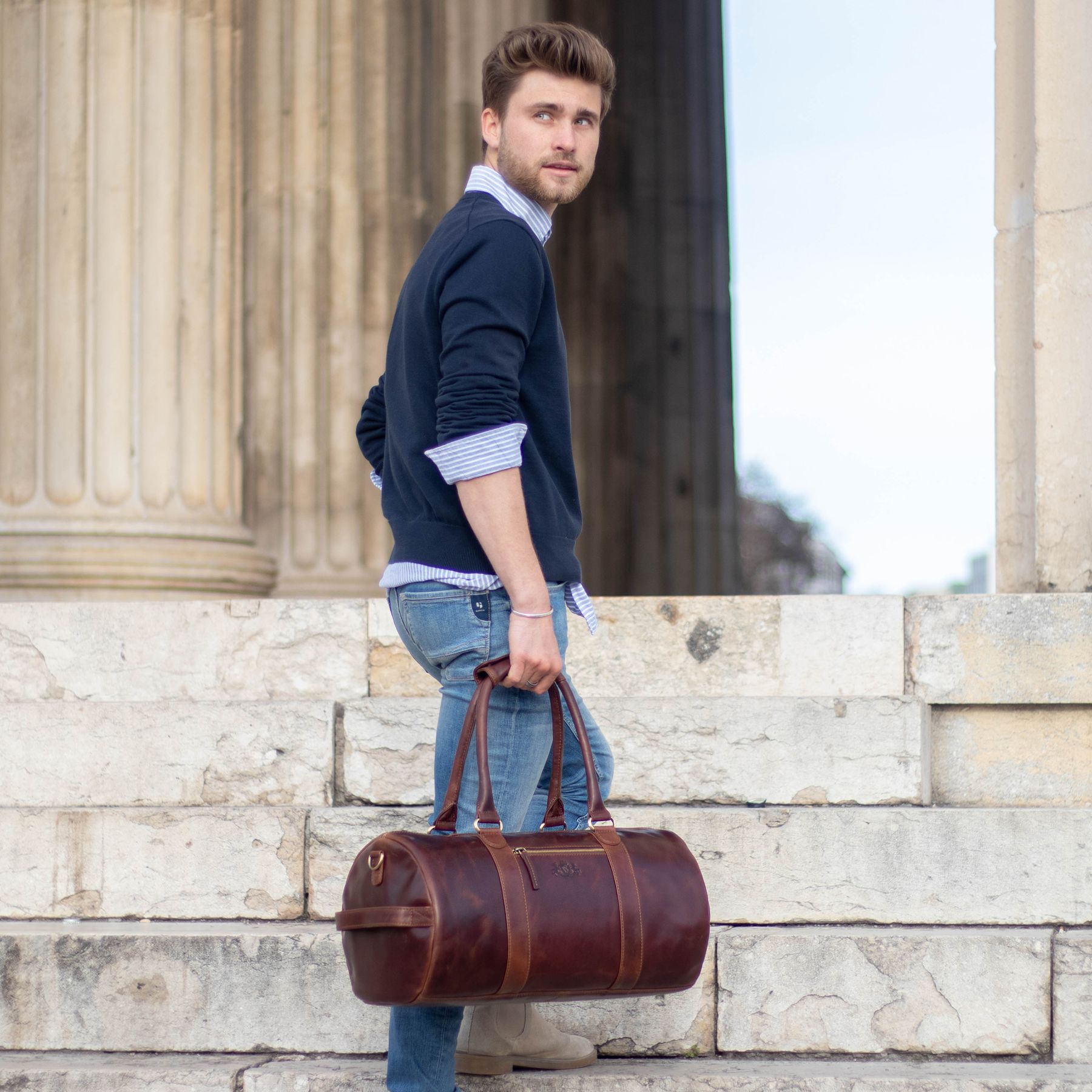 Reisetasche VANCOUVER Natur-Leder braun