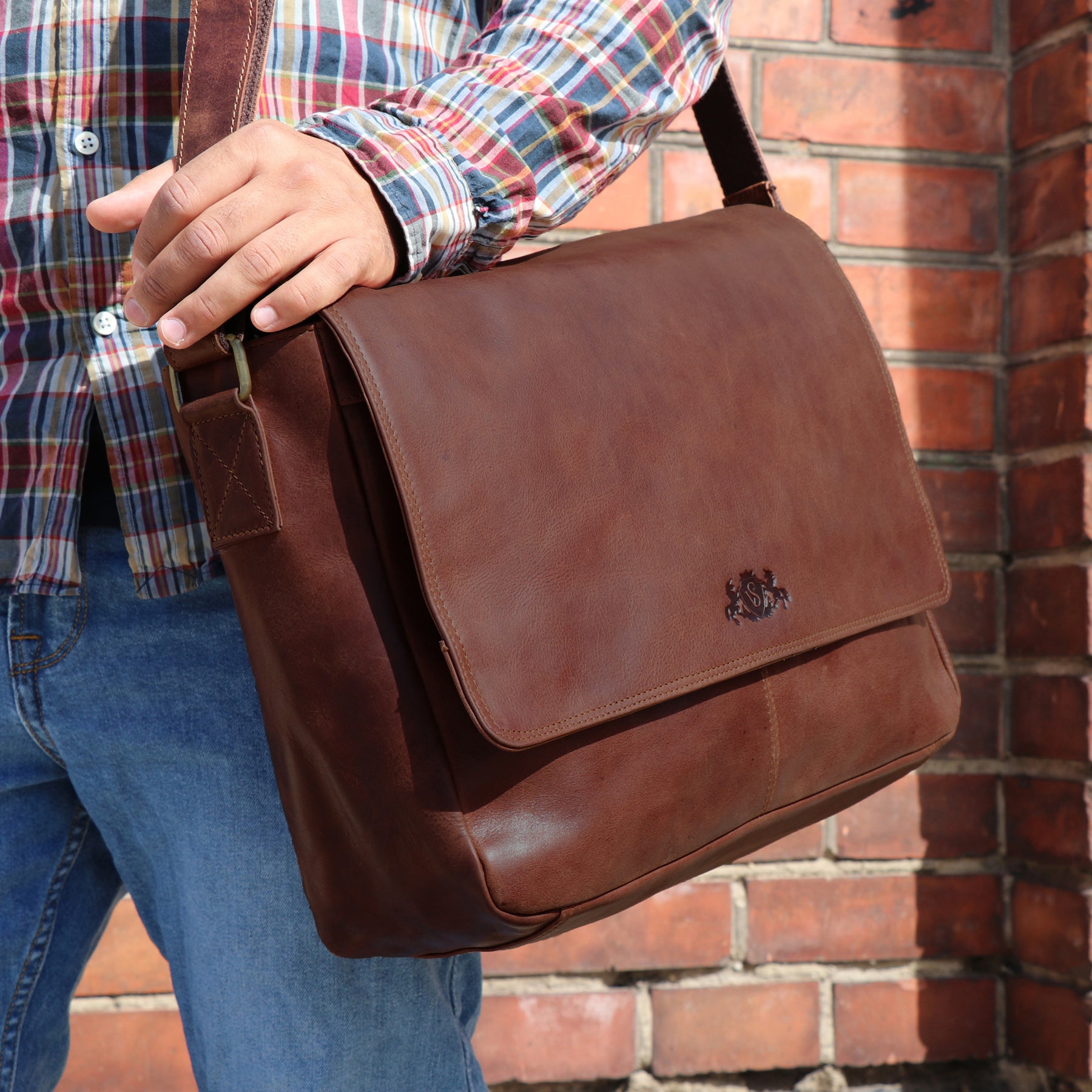 Messenger Bag SPENCER Naturleder vintage-braun