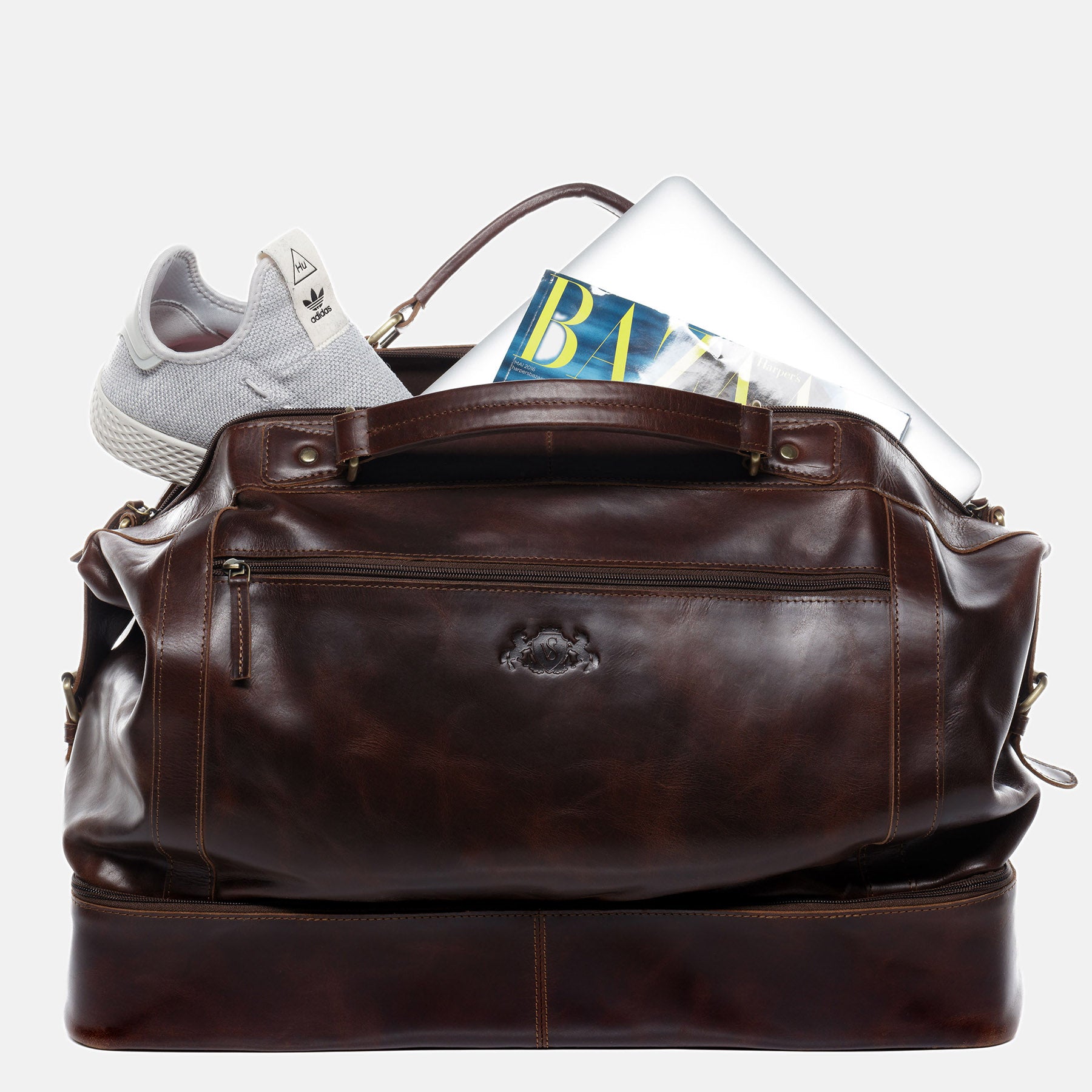 Weekender KINGSTON Schuh-Fach Natur-Leder braun